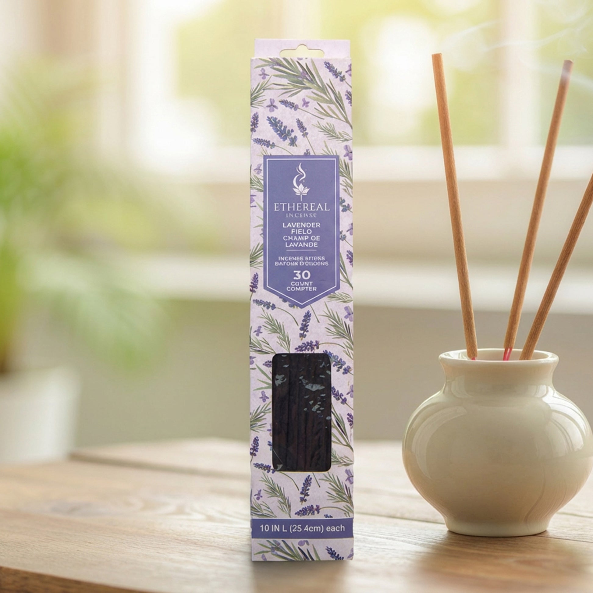 Lavender Scented Ethereal 30-Pack Incense Sticks - Set of 12