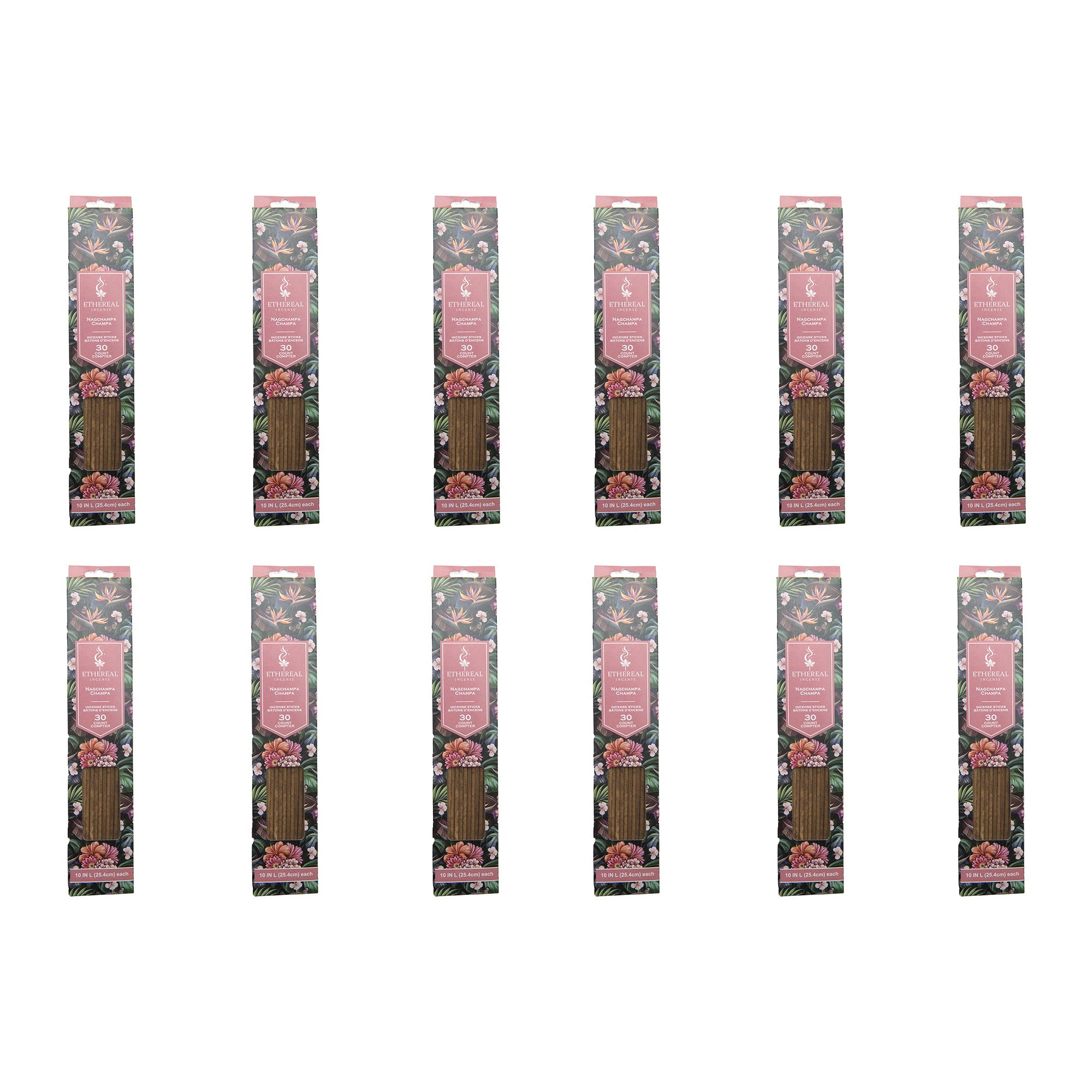 Nagchampa Scented Ethereal 30-Pack Incense Sticks - Set of 12