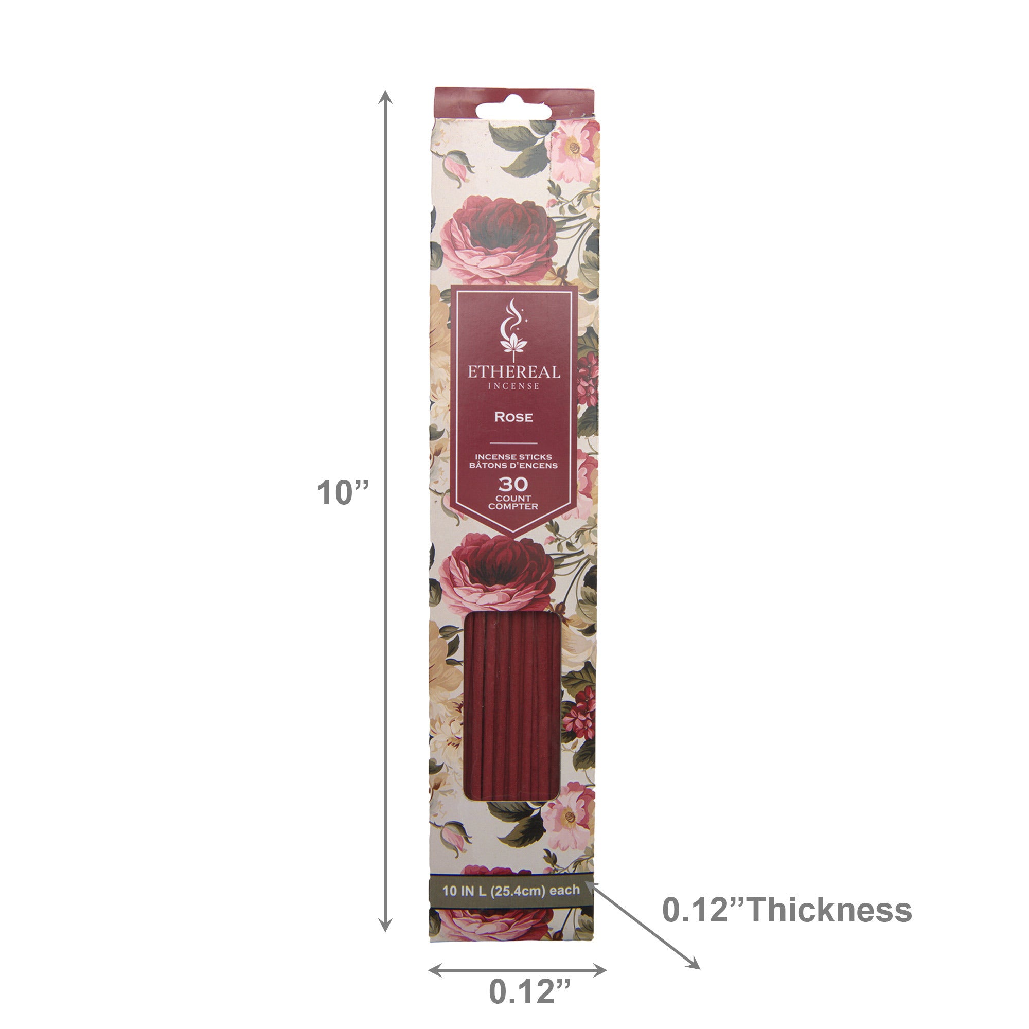 Rose Scented Ethereal 30-Pack Incense Sticks - Set of 12