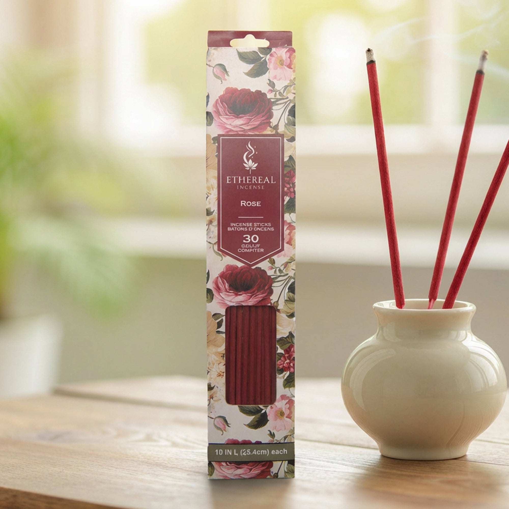 Rose Scented Ethereal 30-Pack Incense Sticks - Set of 12