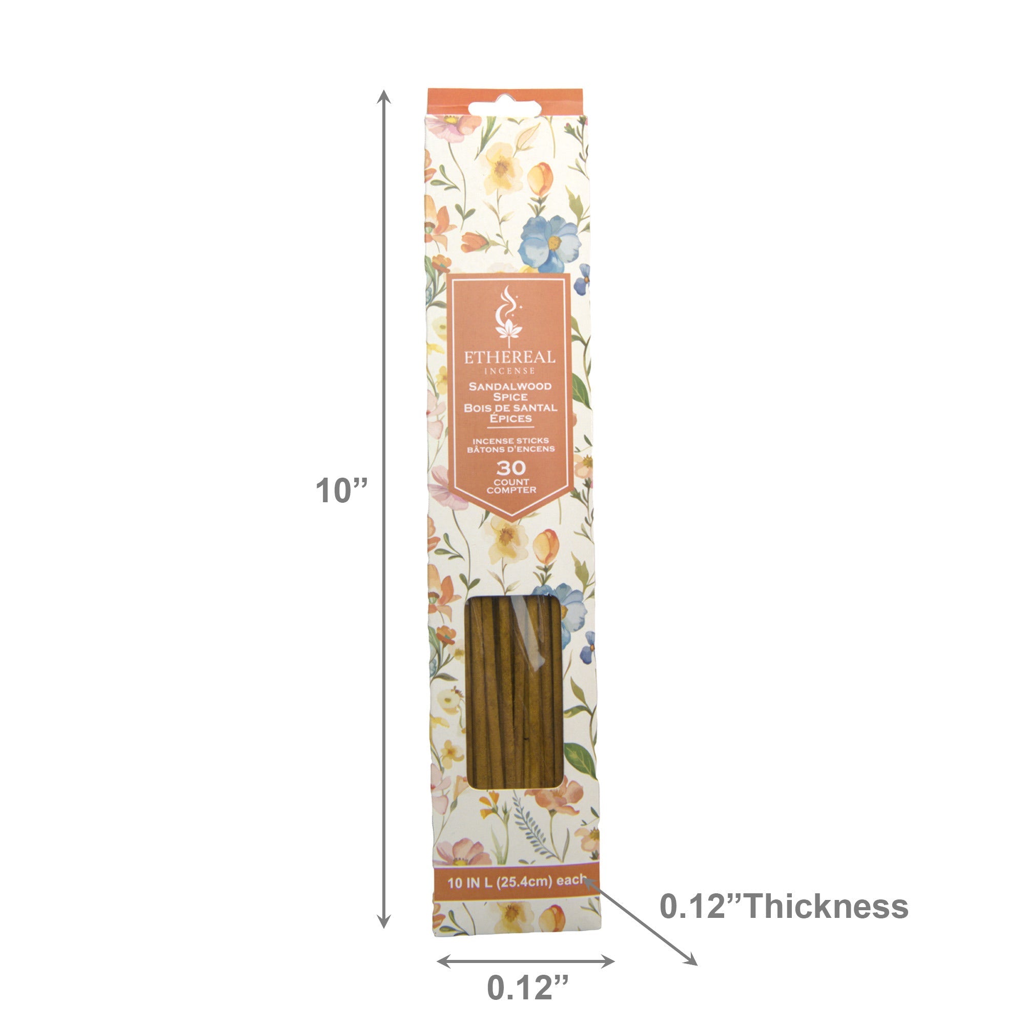 Sandalwood Scented Ethereal 30-Pack Incense Sticks - Set of 12