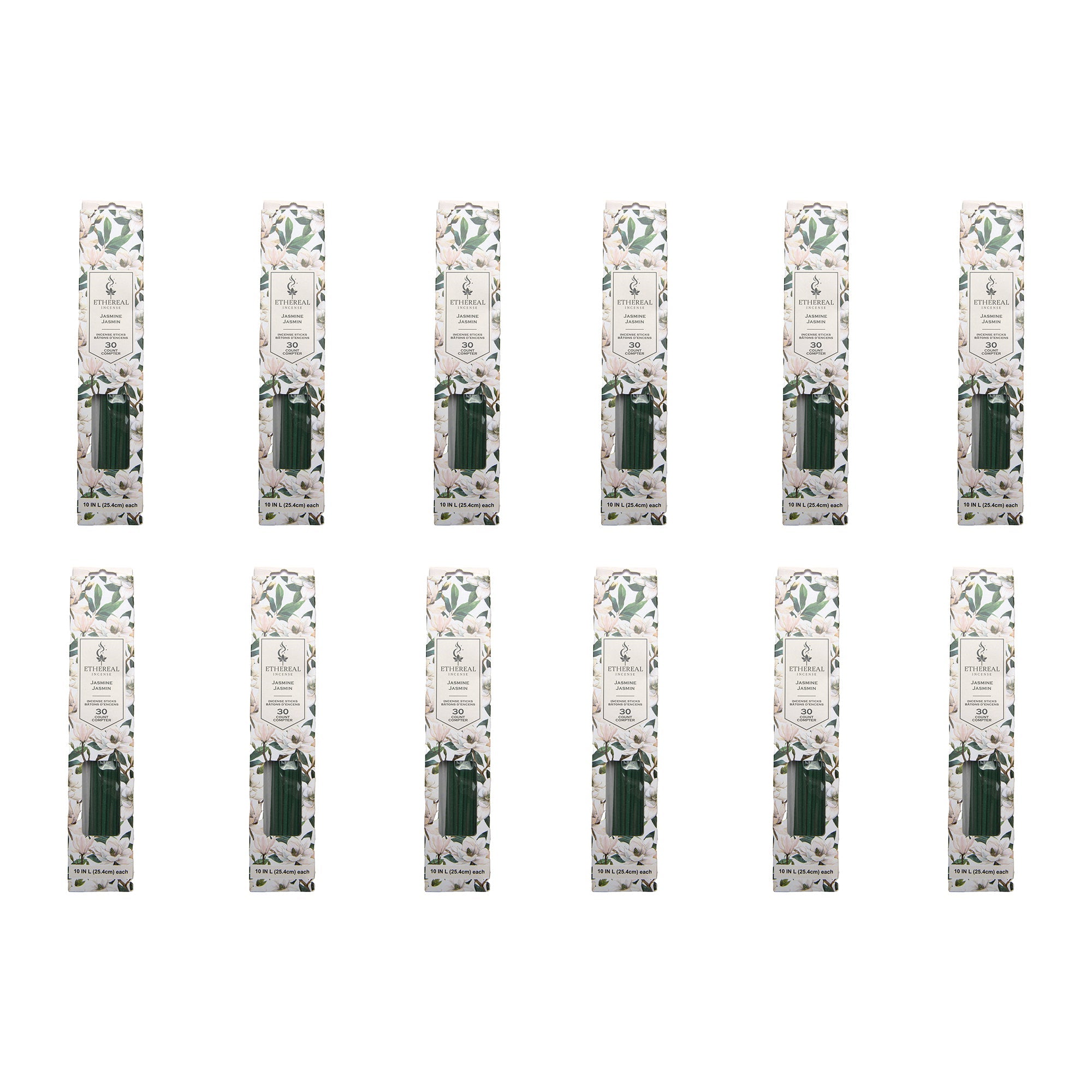 Jasmine Scented Ethereal 30-Pack Incense Sticks - Set of 12