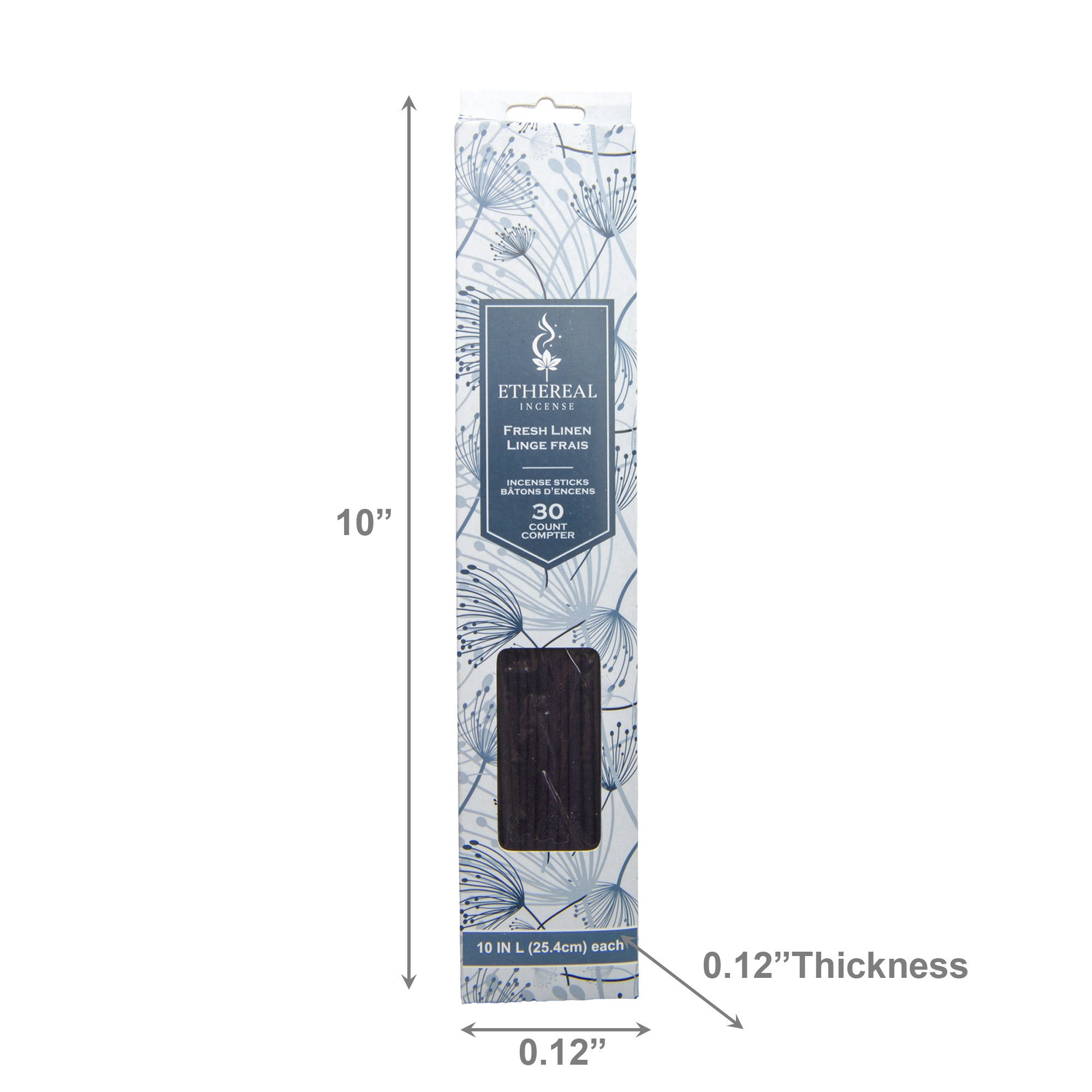 Fresh Linen Scented Ethereal 30-Pack Incense Sticks - Set of 12