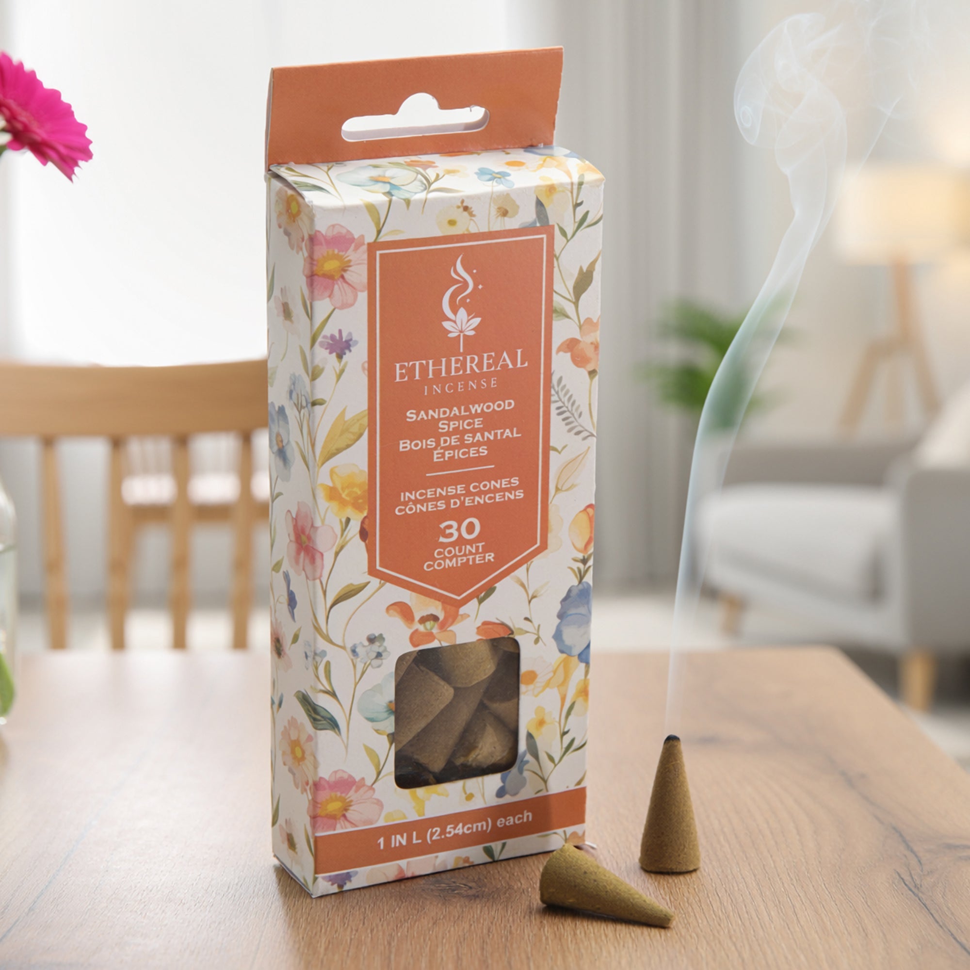 Sandalwood Scented Ethereal 30-Pack Incense Cones - Set of 12