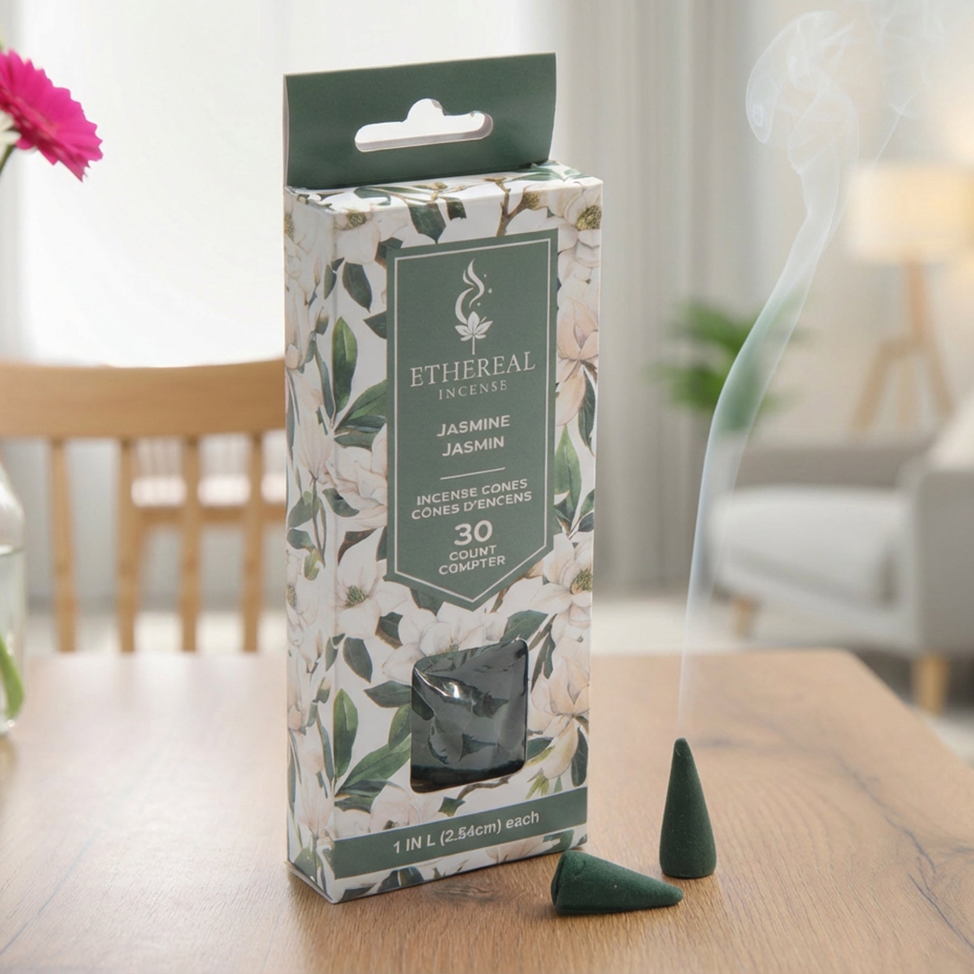 Jasmine Scented Ethereal 30-Pack Incense Cones - Set of 12
