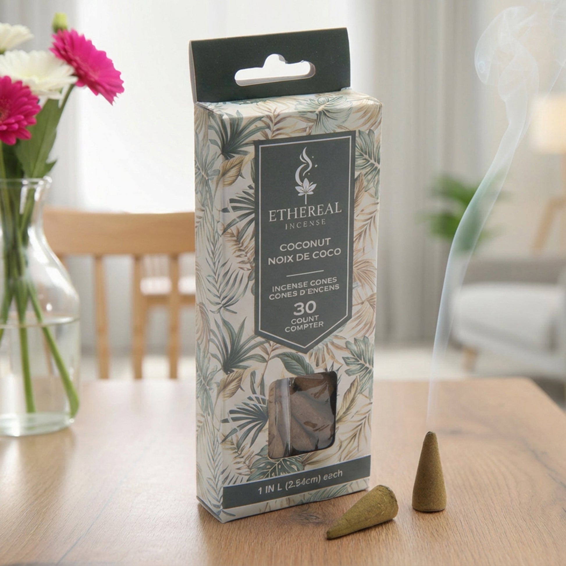Coconut Scented Ethereal 30-Pack Incense Cones - Set of 12