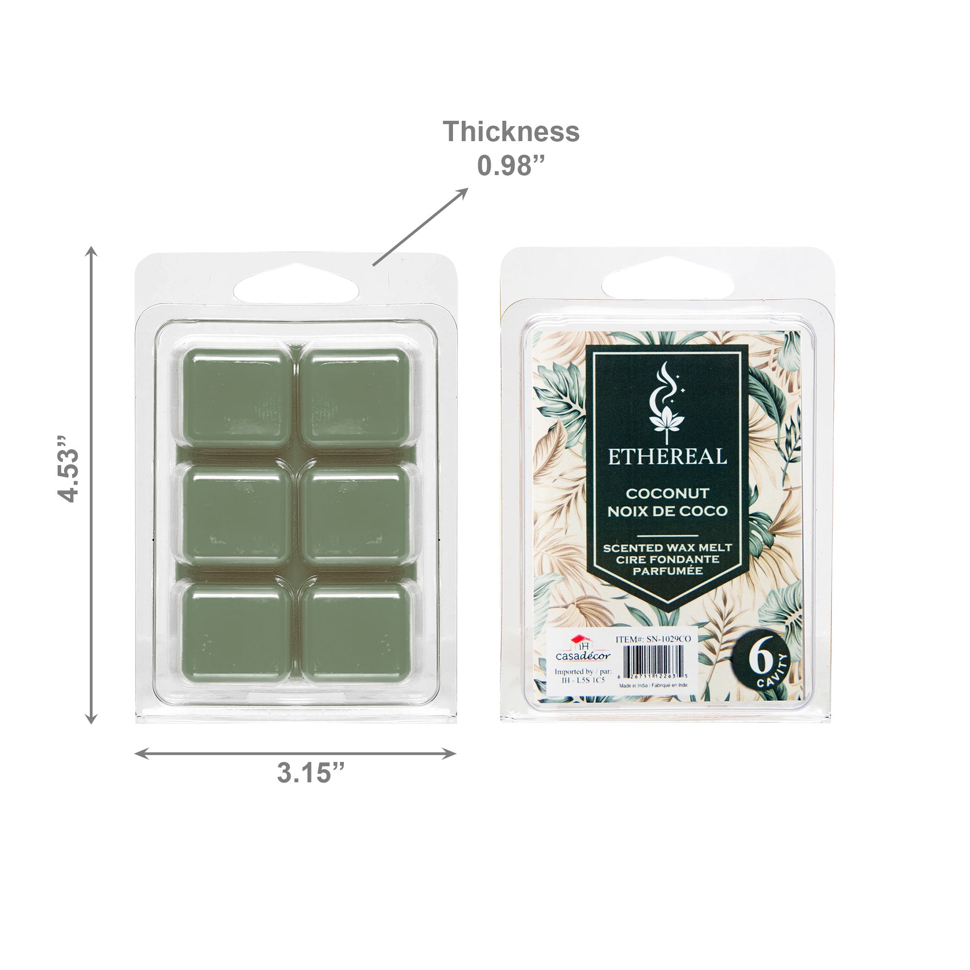 Coconut Scented Ethereal 6-Pack Wax Melt Cubes - Set of 6