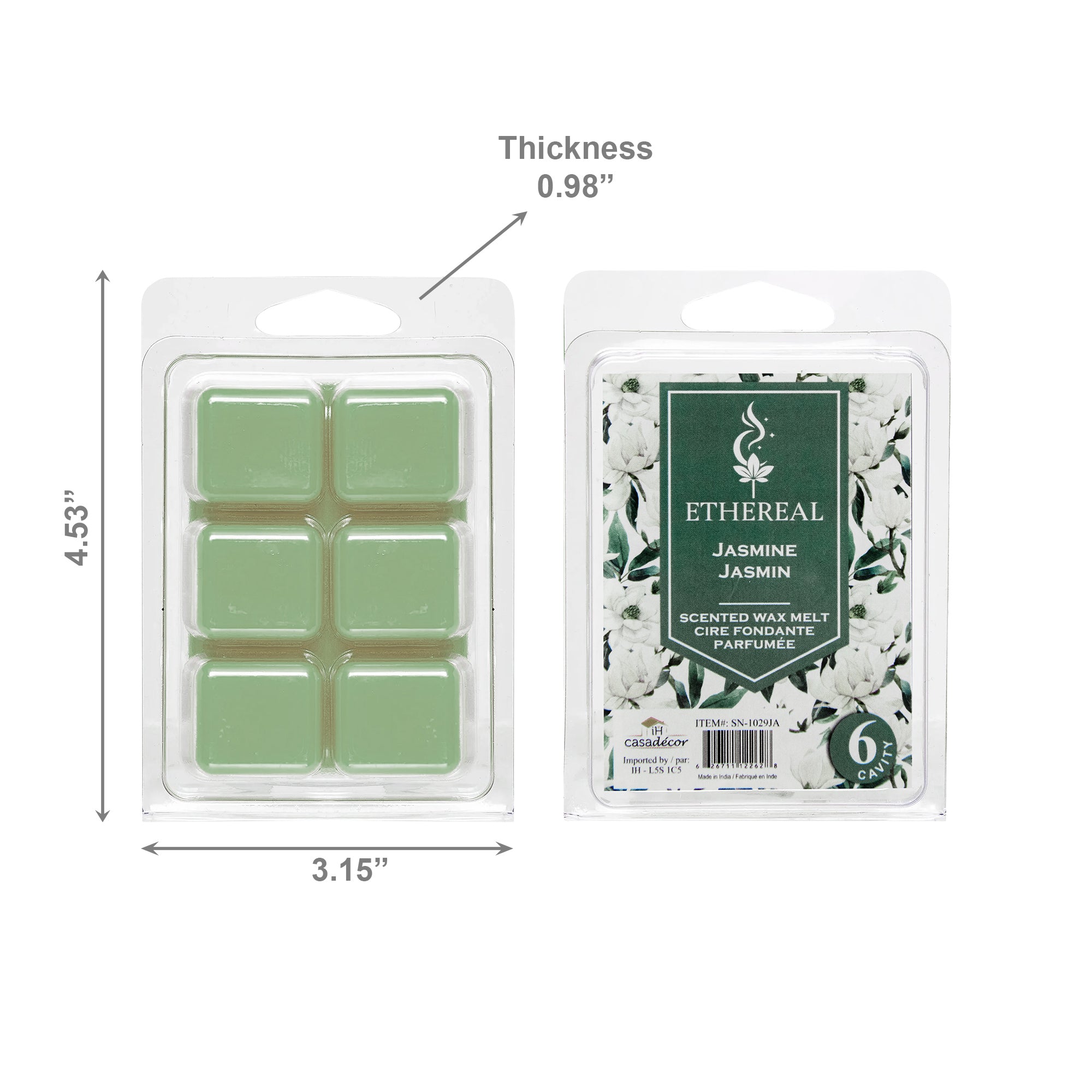 Jasmine Scented Ethereal 6-Pack Wax Melt Cubes - Set of 6
