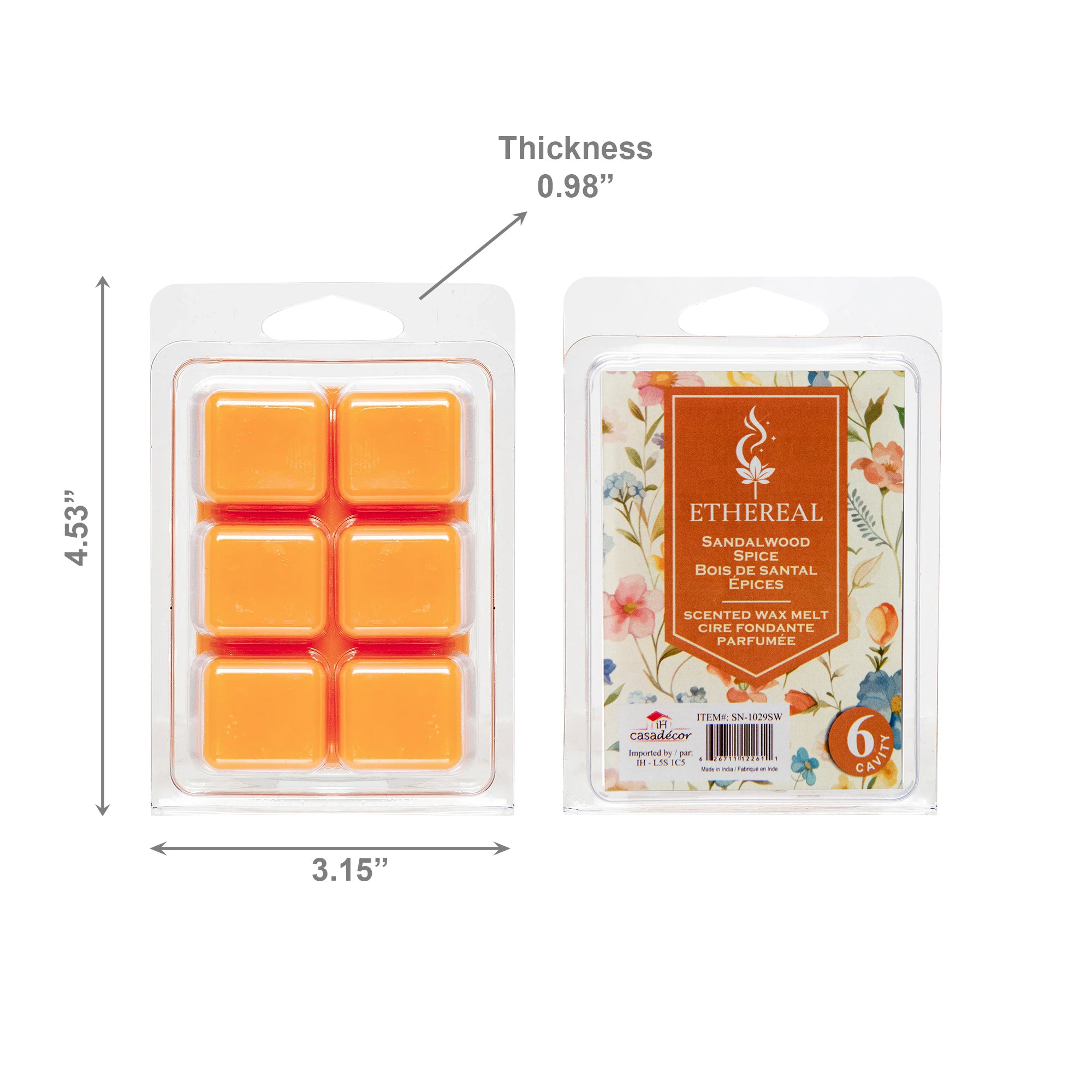 Sandalwood Scented Ethereal 6-Pack Wax Melt Cubes - Set of 6