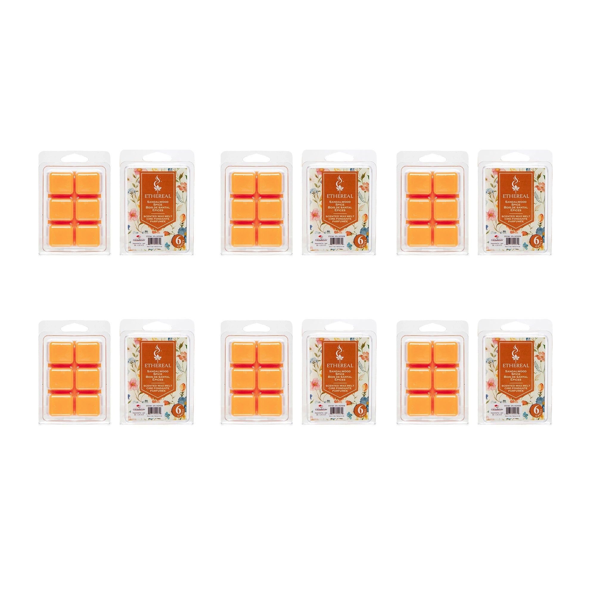 Sandalwood Scented Ethereal 6-Pack Wax Melt Cubes - Set of 6