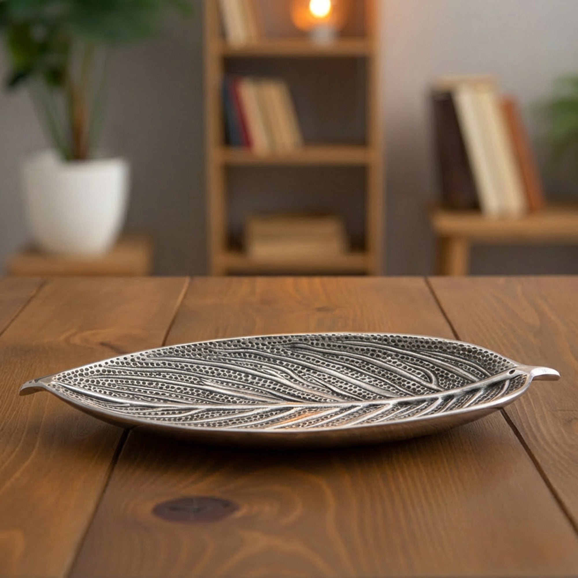 Metal Leaf-Shaped Double Incense Holder, 12/Display - Set of 2