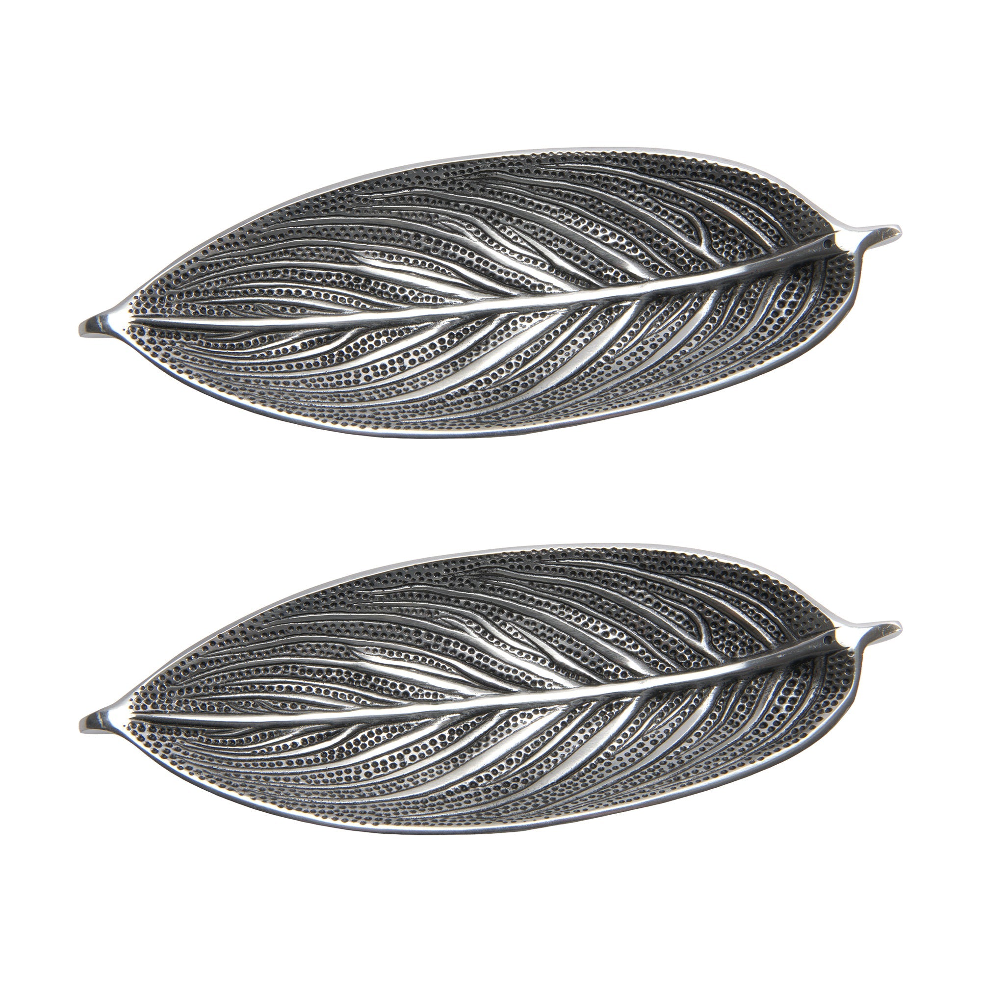 Metal Leaf-Shaped Double Incense Holder - Set of 2