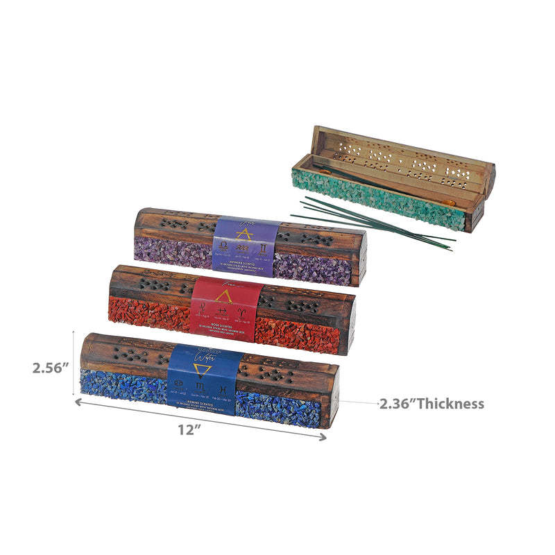 Element Wooden Box With 10 Incense Sticks Assorted - Set of 4