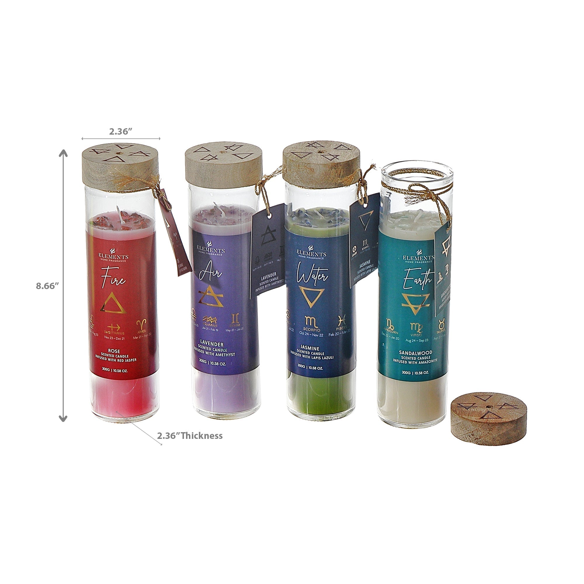 Element 10.5 Oz Jar Candle With Wooden Lid Assorted Set Of 4, 10.5 Oz Jar Candle With Wooden Lid Set Of 4, Scented Home Fragrance