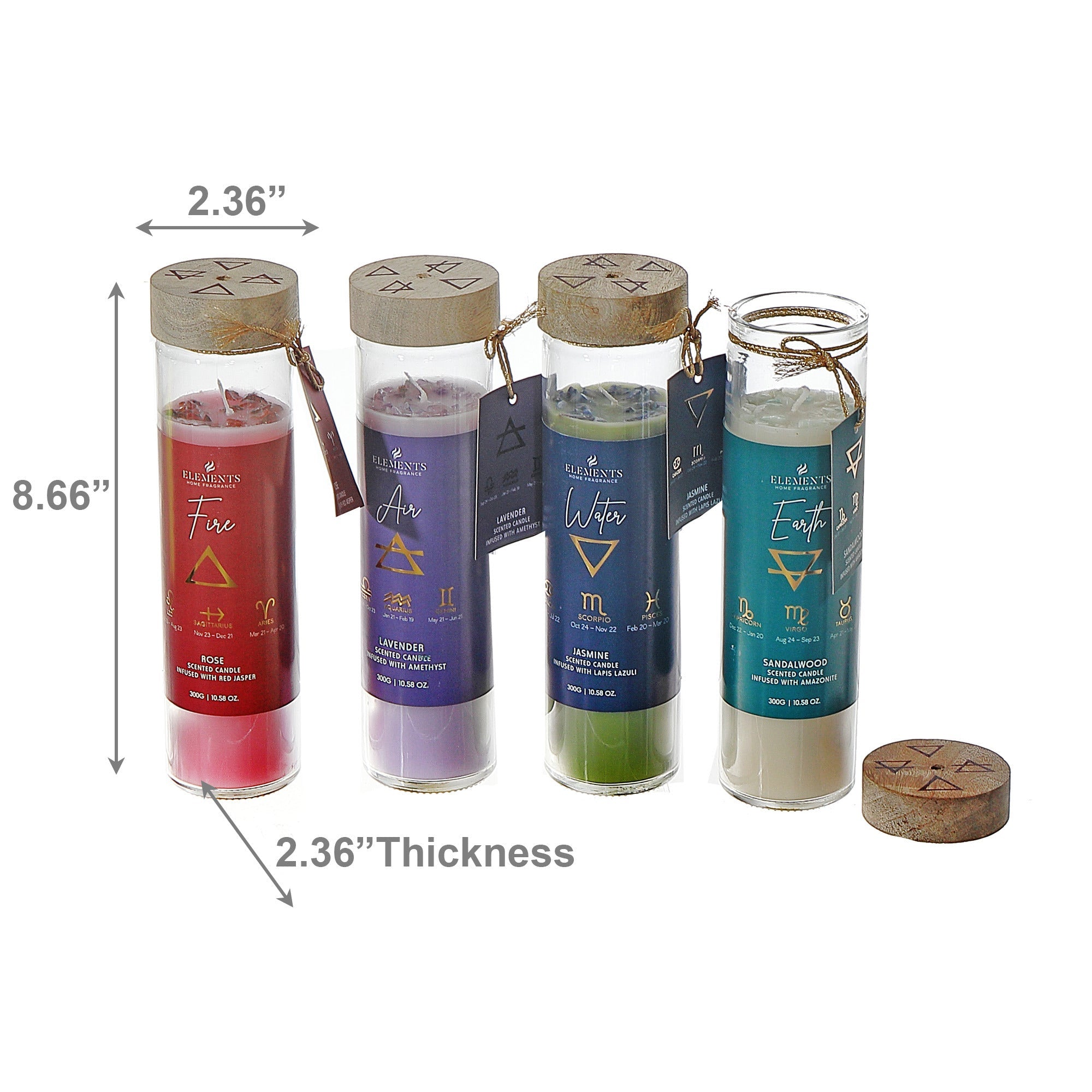 Assorted Element 10.5 oz Jar Candles with Wooden Lids