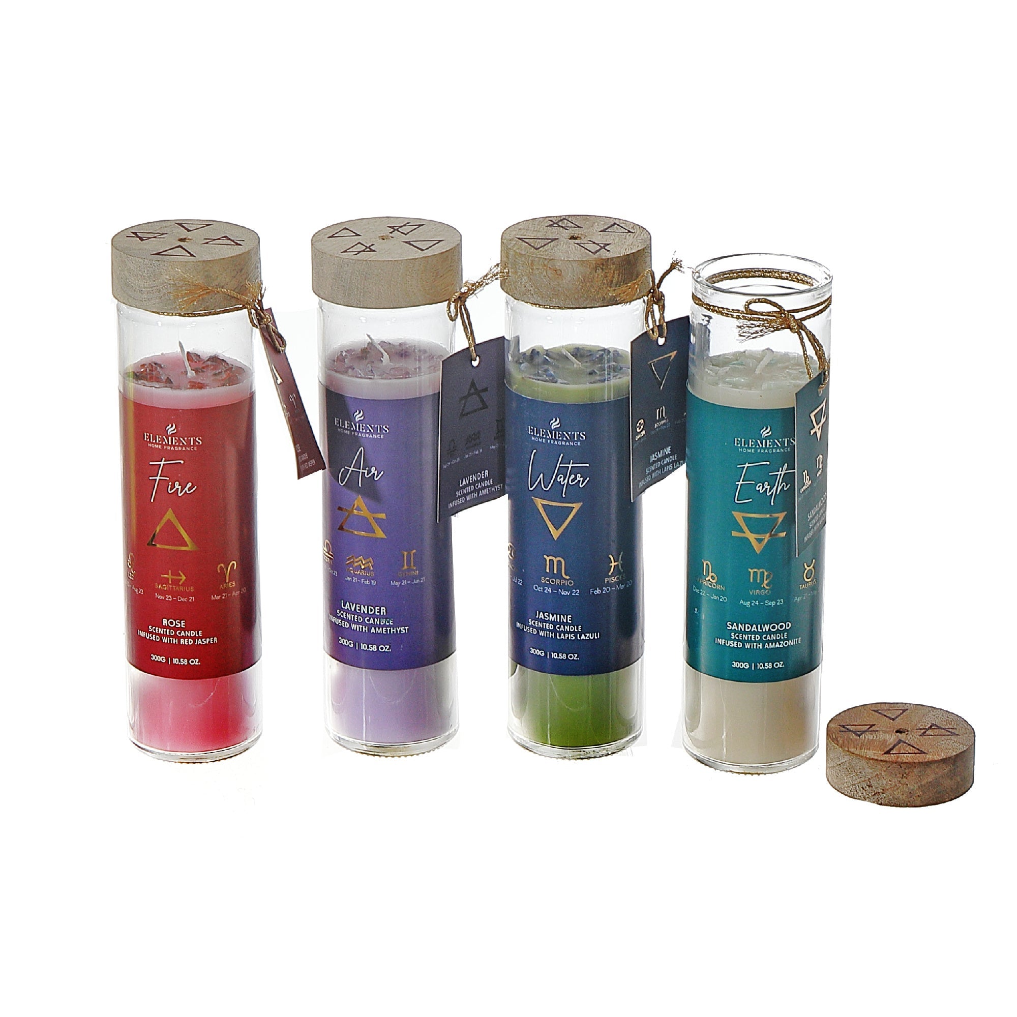 Assorted Element 10.5 oz Jar Candles with Wooden Lids