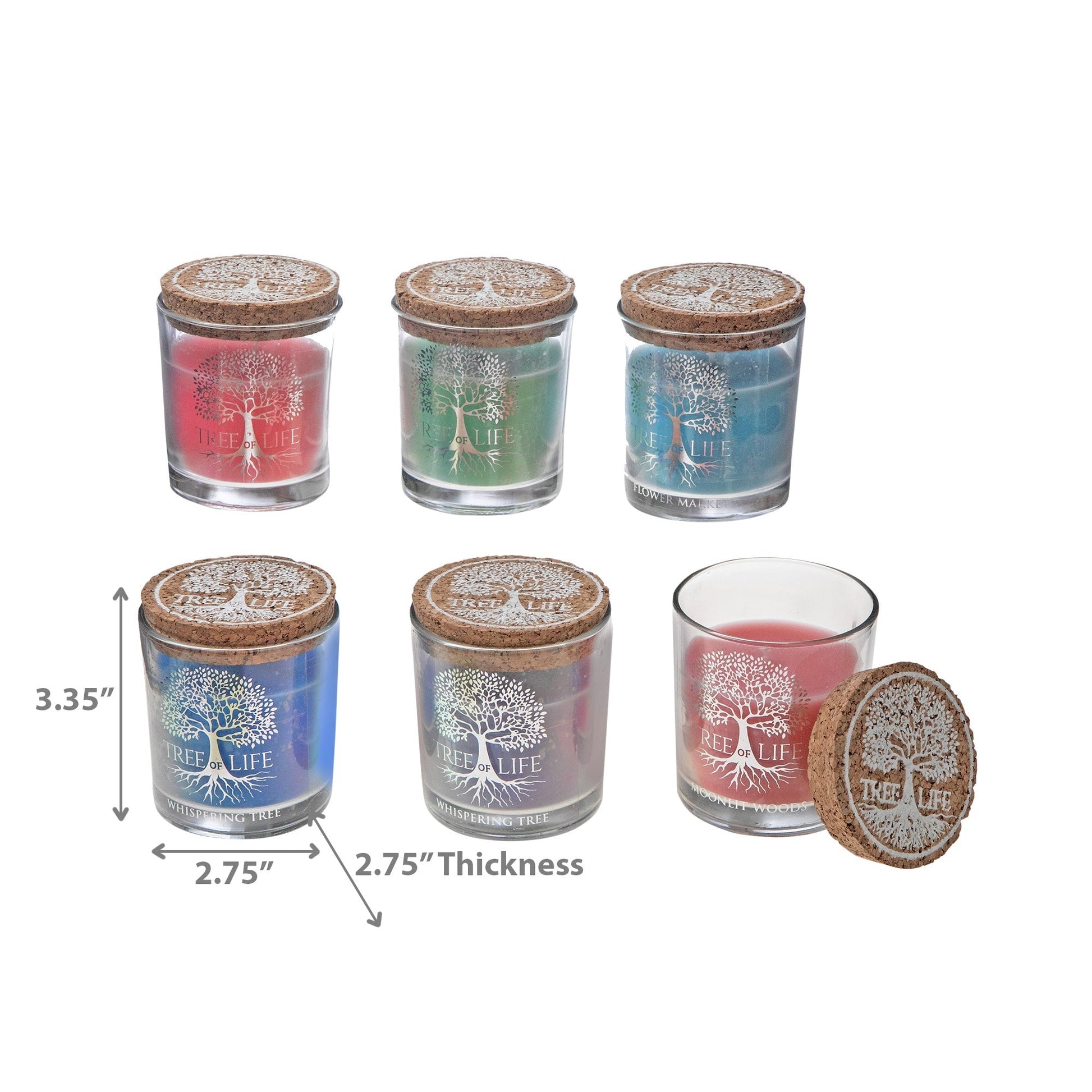 Tree Of Life Scented Candle In Glass Votive With Cork Lid - Set of 6