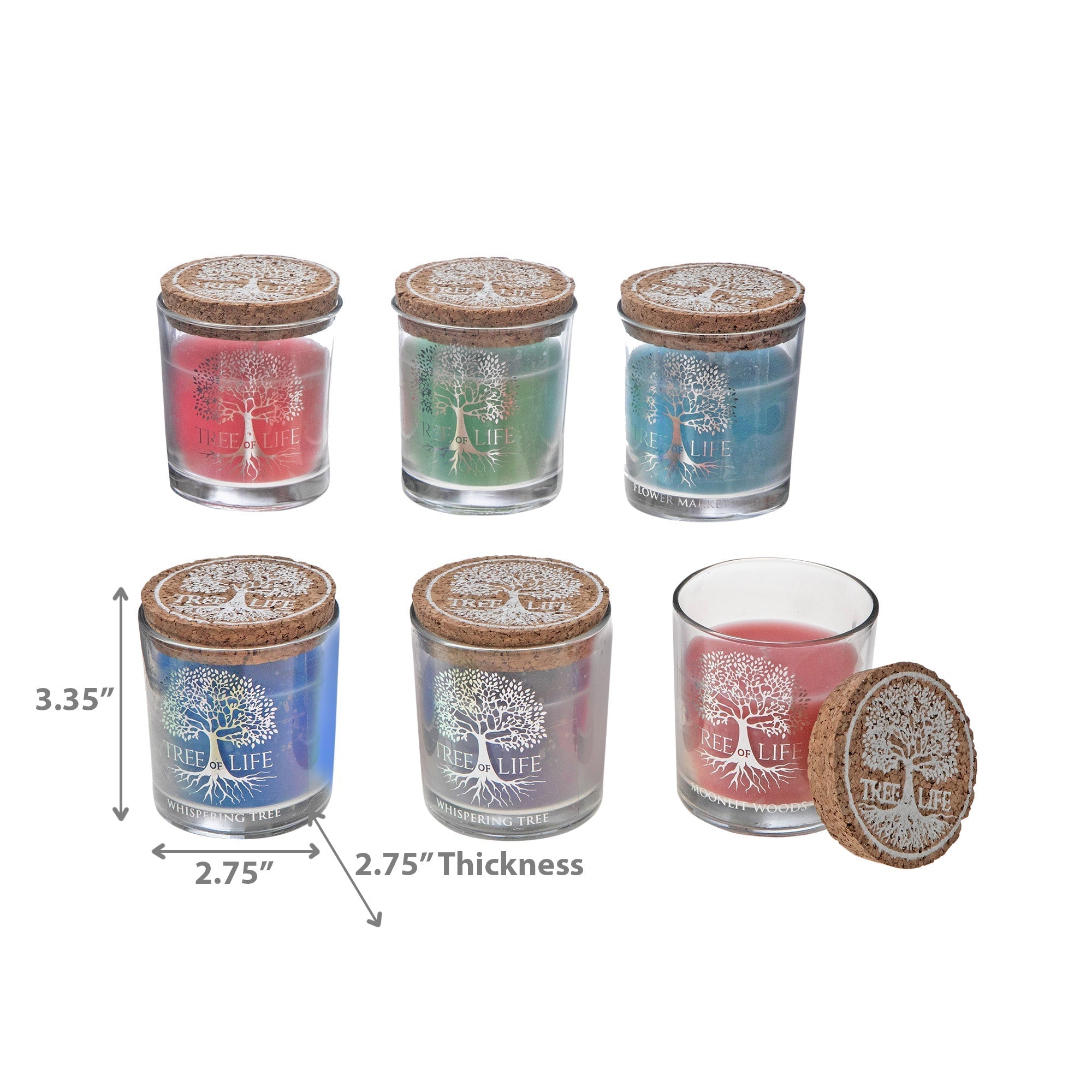 Tree Of Life Scented Candle In Glass Votive With Cork Lid - Set of 6