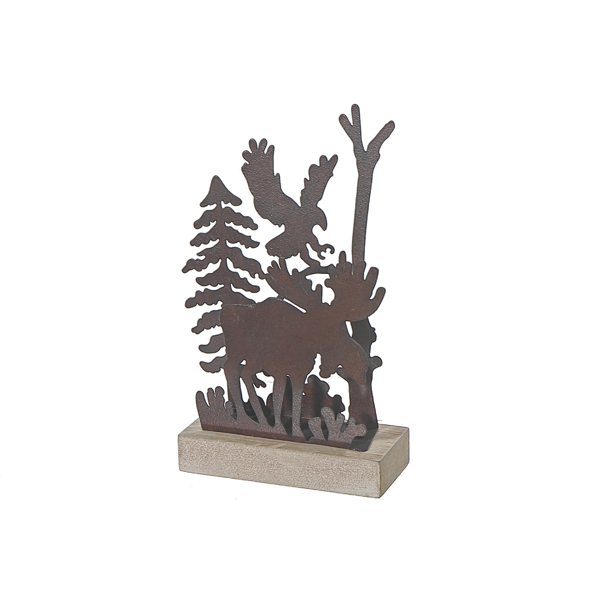Metal And Wood Table Décor Moose Large, Large Moose Table Decor, Metal And Wood Rustic Accent, Lodge Decoration