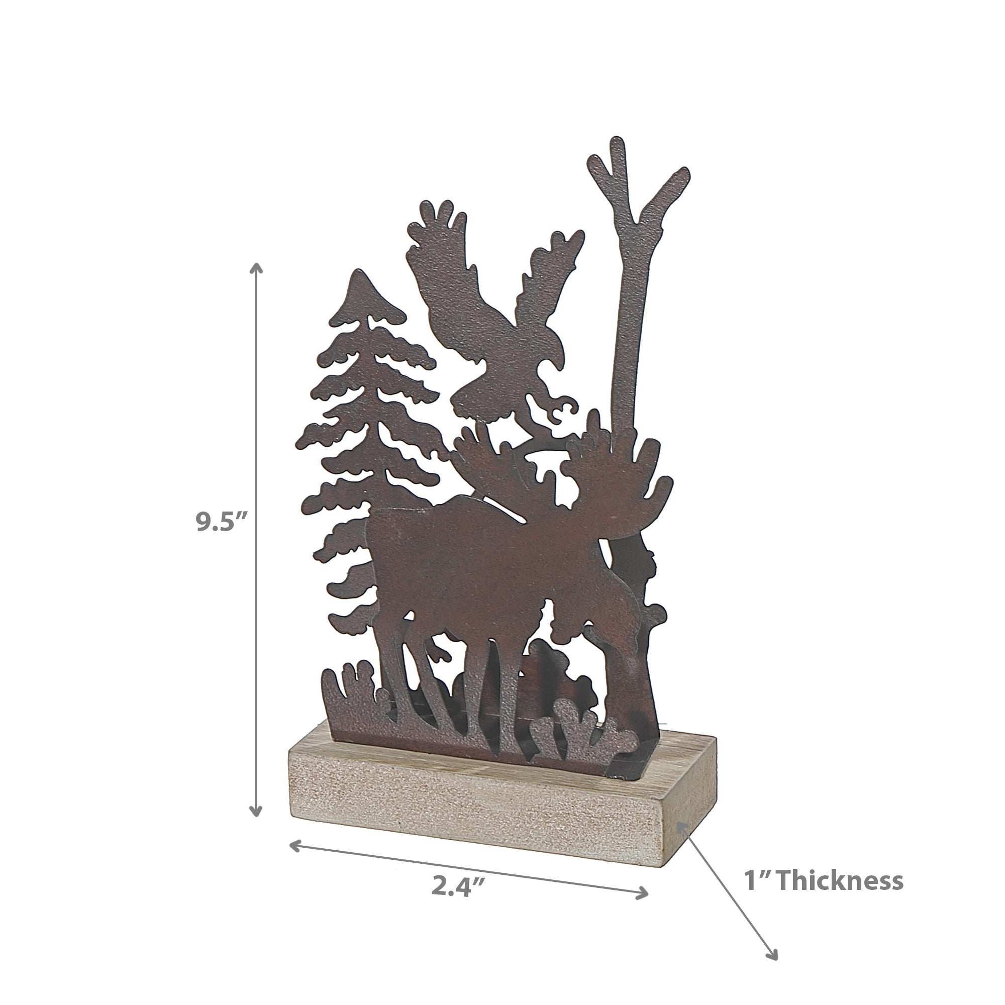 Metal And Wood Table Décor Moose Large, Large Moose Table Decor, Metal And Wood Rustic Accent, Lodge Decoration