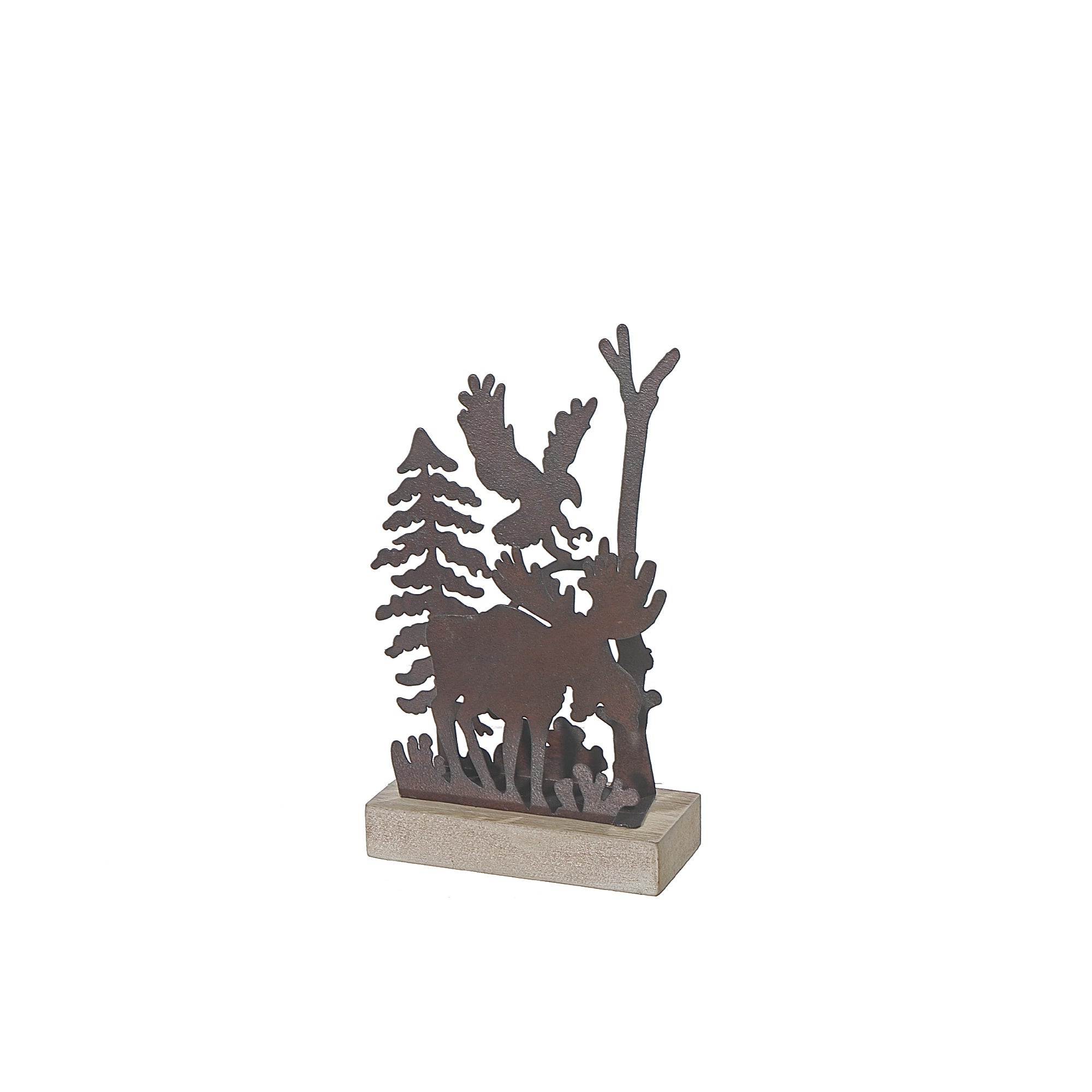 Metal And Wood Table Décor Moose Small, Small Moose Figurine, Metal And Wood Table Accent, Cabin Decor