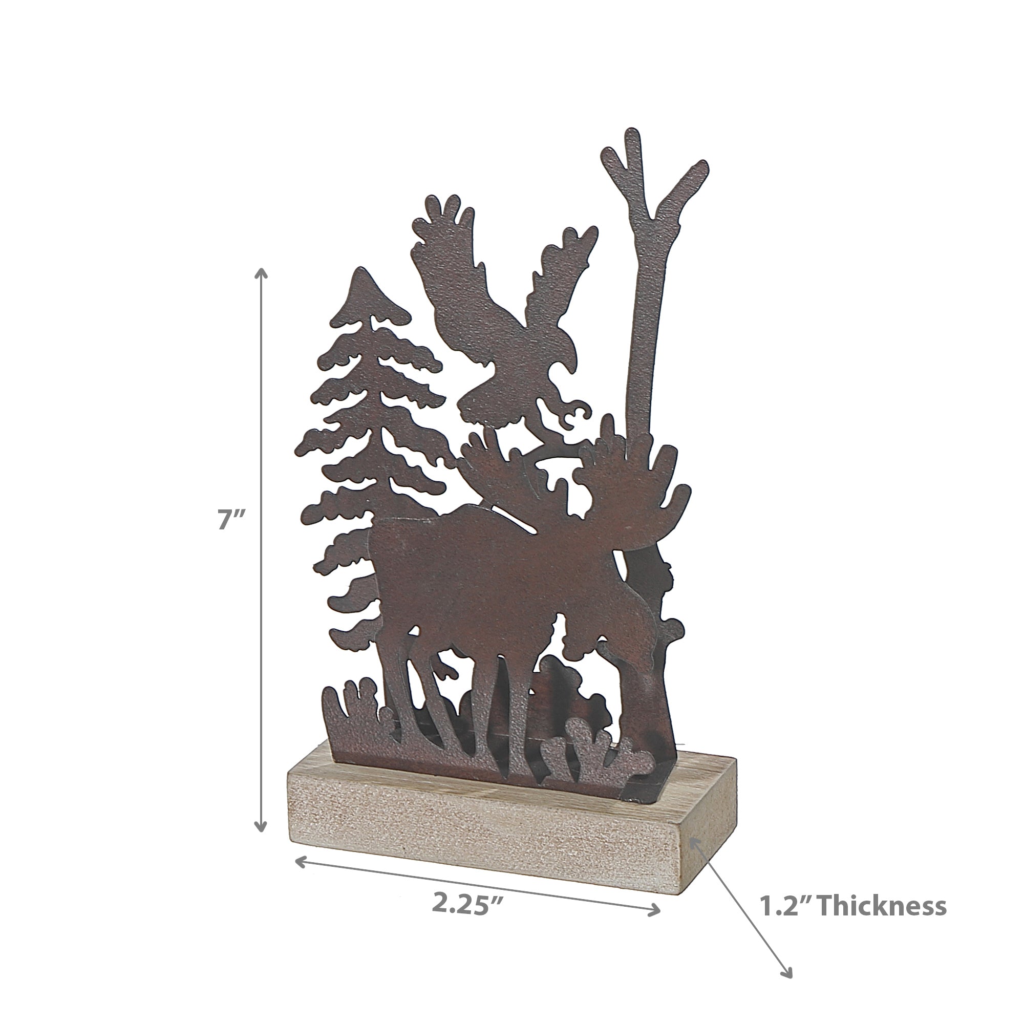 Metal And Wood Table Décor Moose Small, Small Moose Figurine, Metal And Wood Table Accent, Cabin Decor