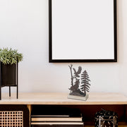 Metal And Wood Table Décor Wolf Small, Small Wolf Figurine, Metal And Wood Table Decor, Wildlife Accent Piece