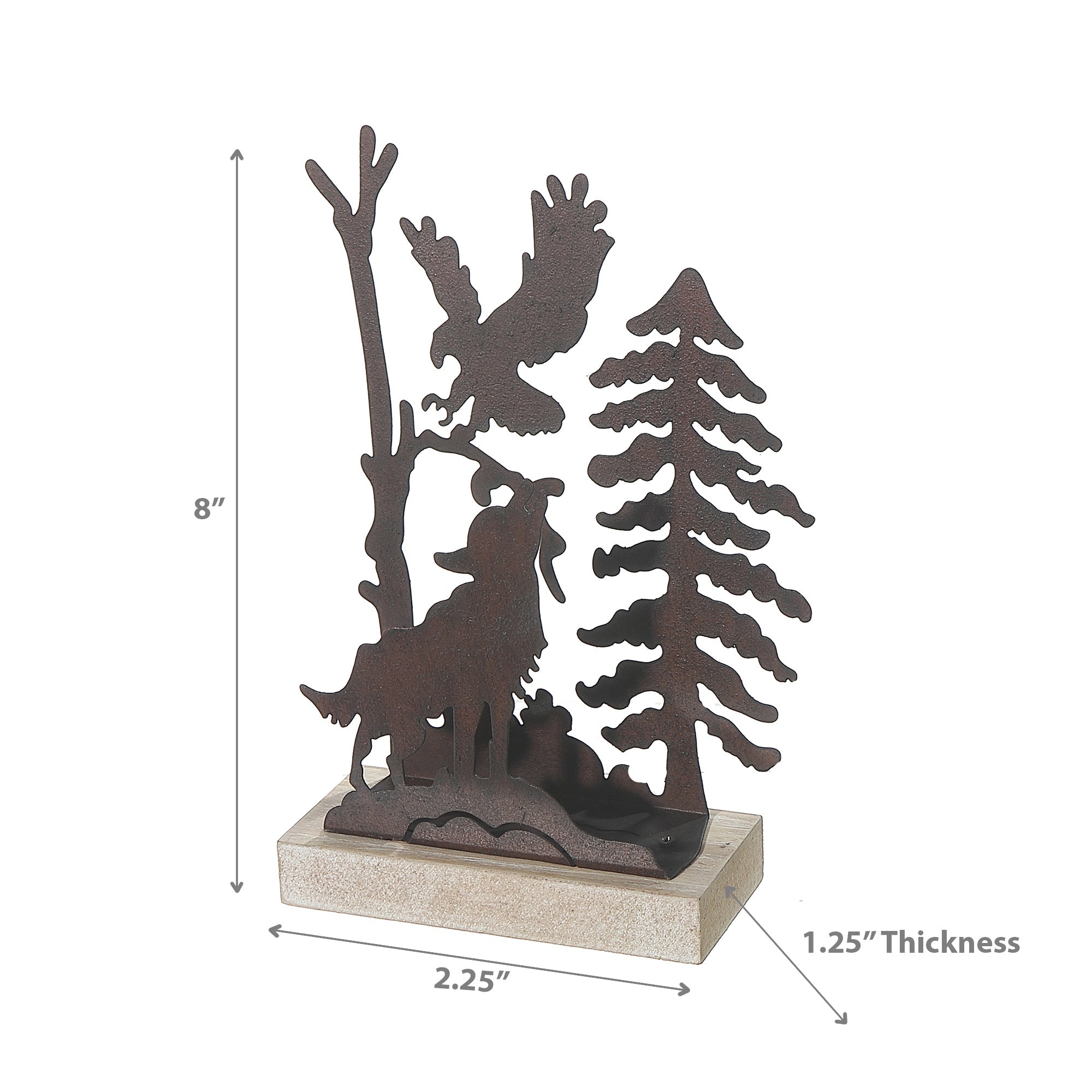 Metal And Wood Table Décor Wolf Small, Small Wolf Figurine, Metal And Wood Table Decor, Wildlife Accent Piece