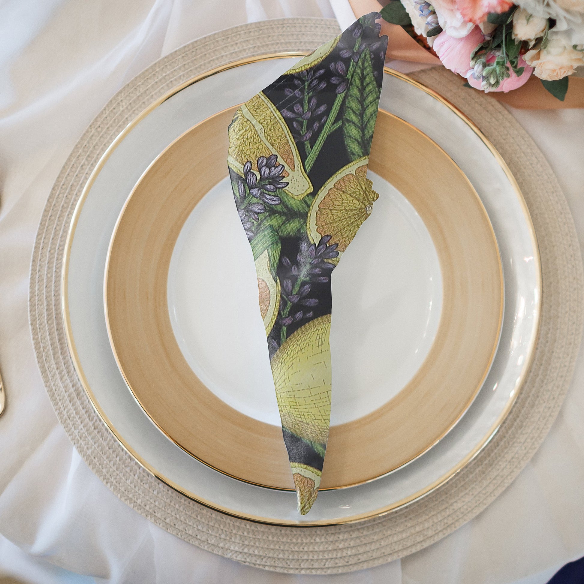 20-Pack 3-Ply Luncheon Napkins, Lemon & Lavender Design - Set of 6