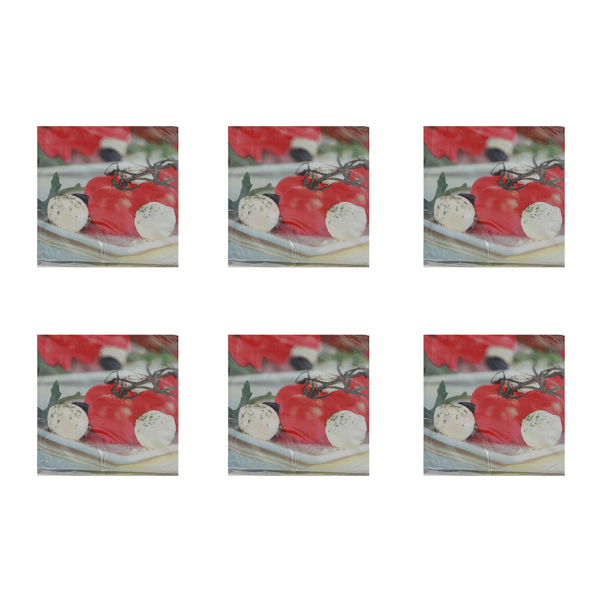 20-Pack 3-Ply Luncheon Napkins, Tomato & Cheese Design - Set of 6