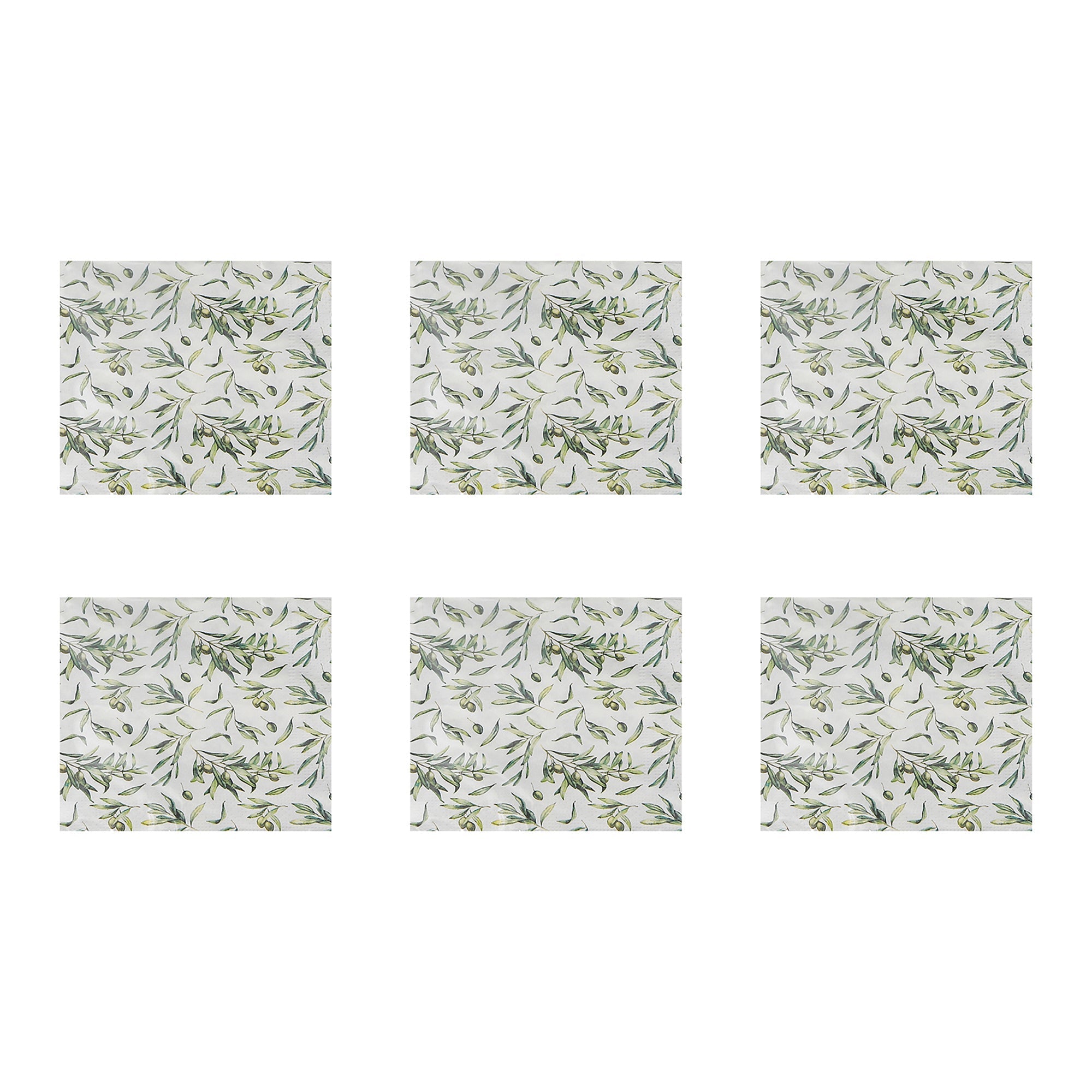 20-Pack 3-Ply Luncheon Napkins with Olive Design - Set of 6
