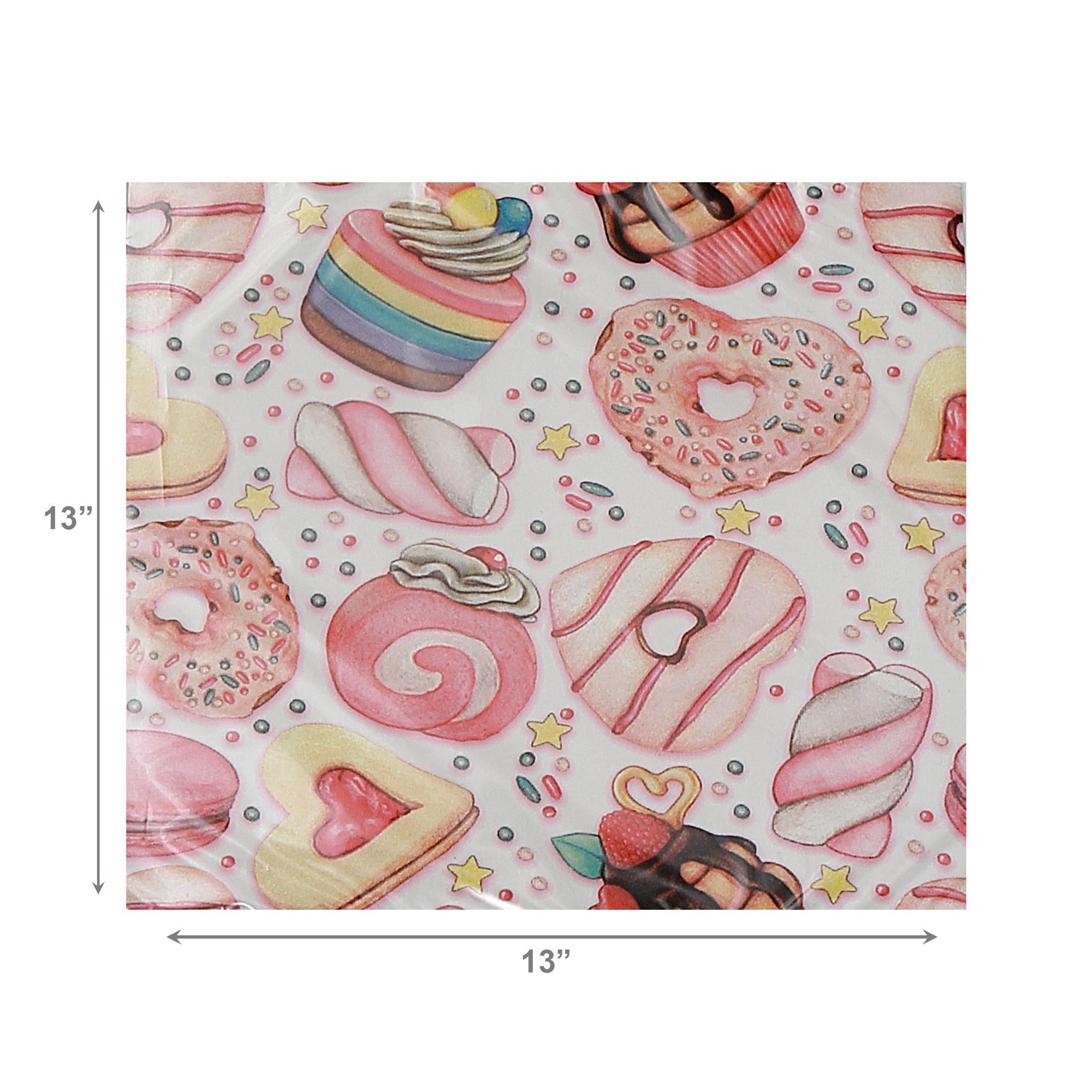 20-Pack 3-Ply Luncheon Napkins Featuring Pastries Design - Set of 6