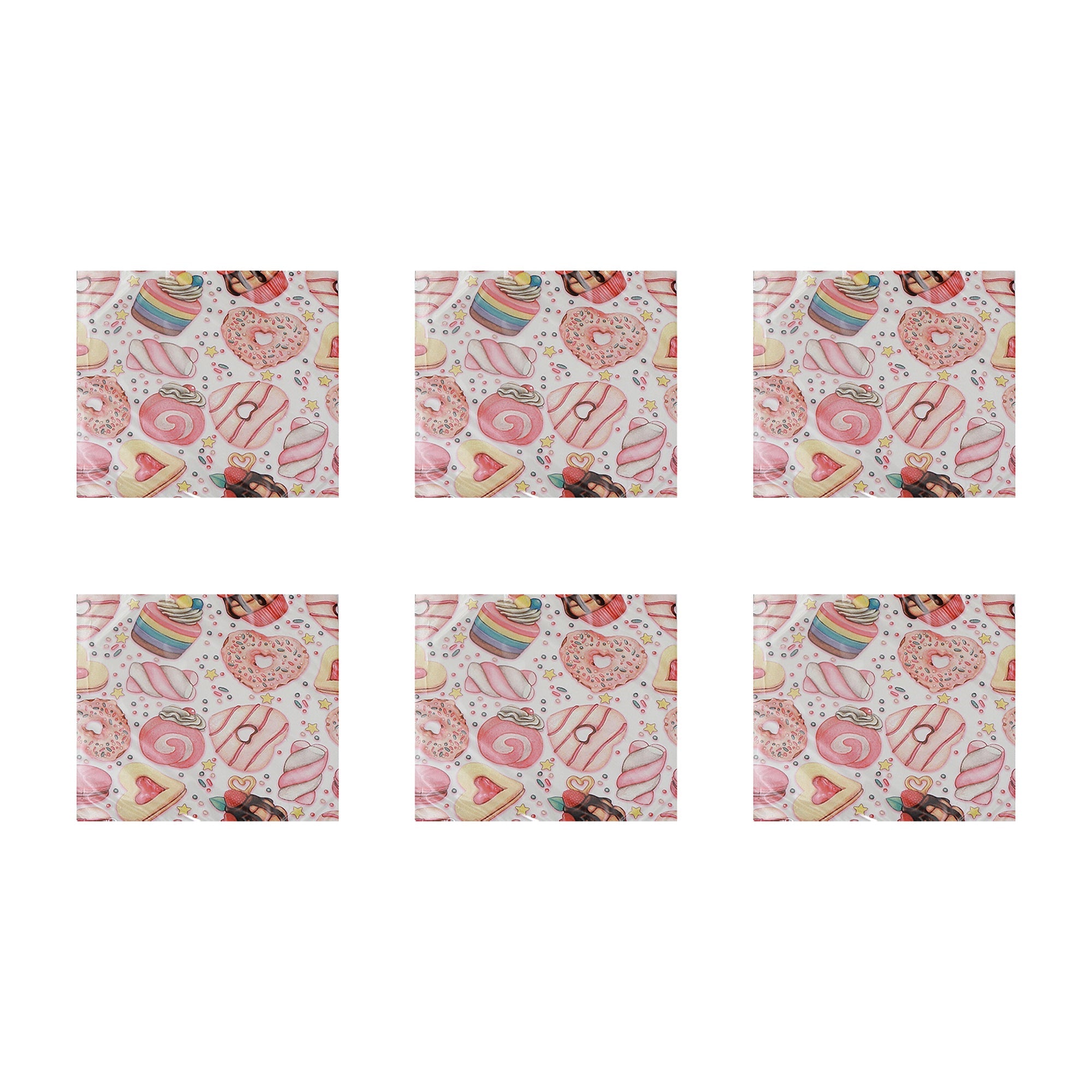 20-Pack 3-Ply Luncheon Napkins Featuring Pastries Design - Set of 6
