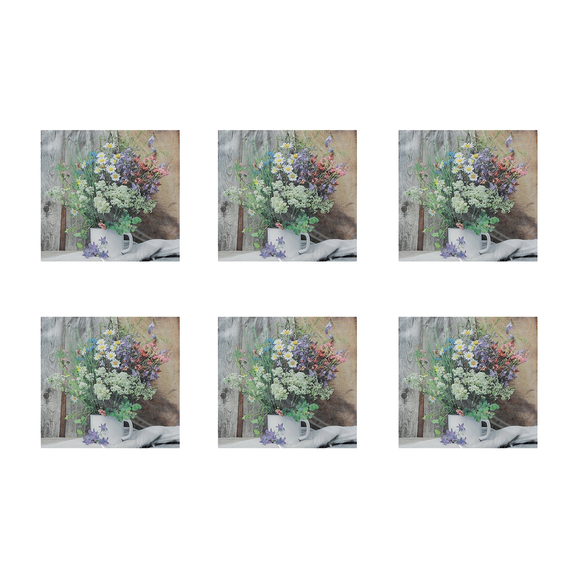 20-Pack 3-Ply Luncheon Napkins with Wild Flower Arrangement - Set of 6
