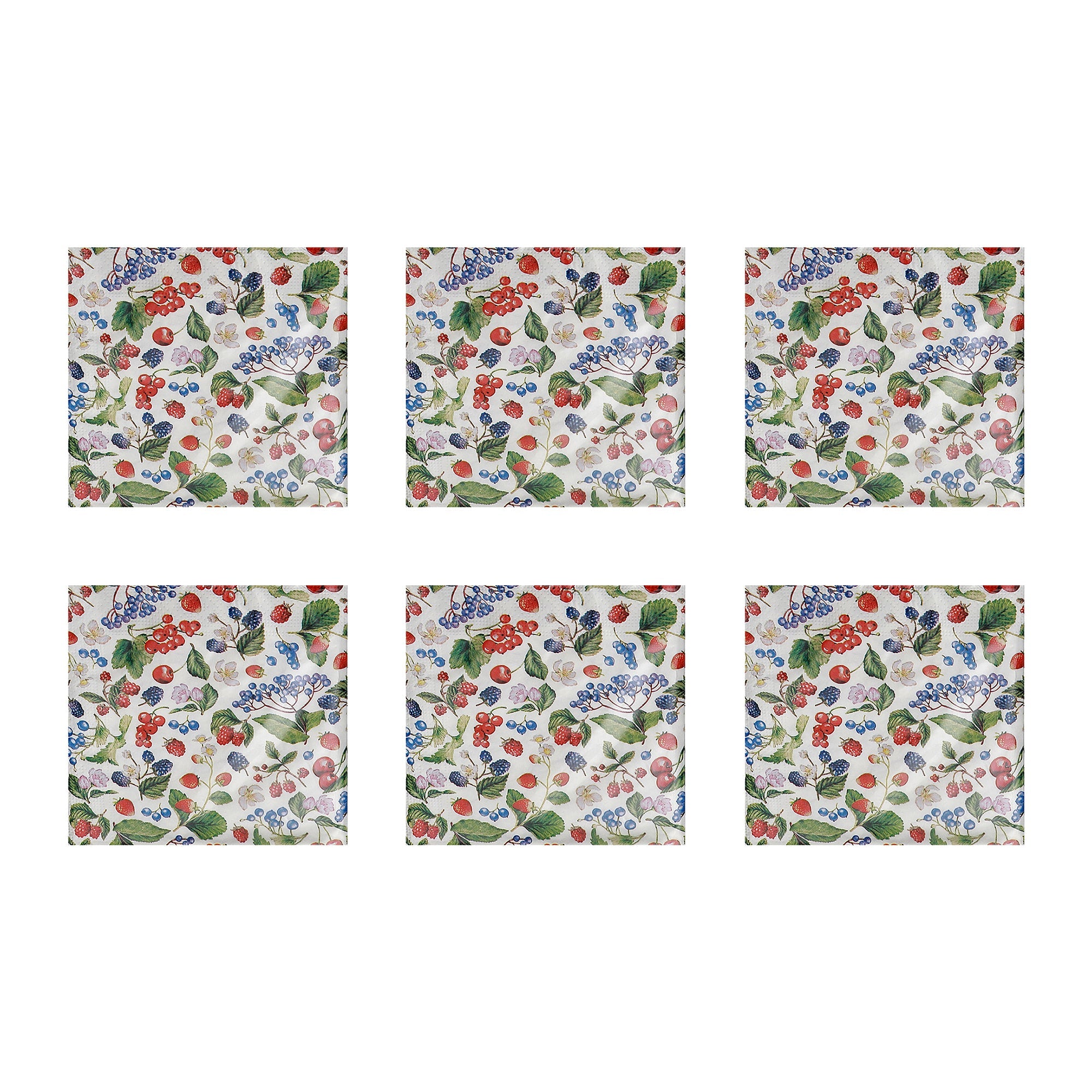 20-Pack 3-Ply Luncheon Napkins with Wild Berries Design - Set of 6