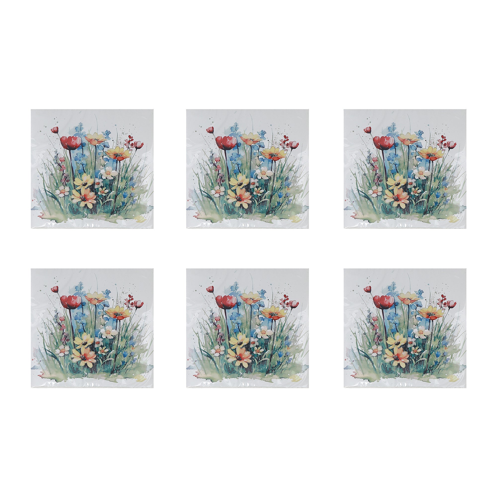 20-Pack 3-Ply Luncheon Napkins Featuring Spring Blooms - Set of 6