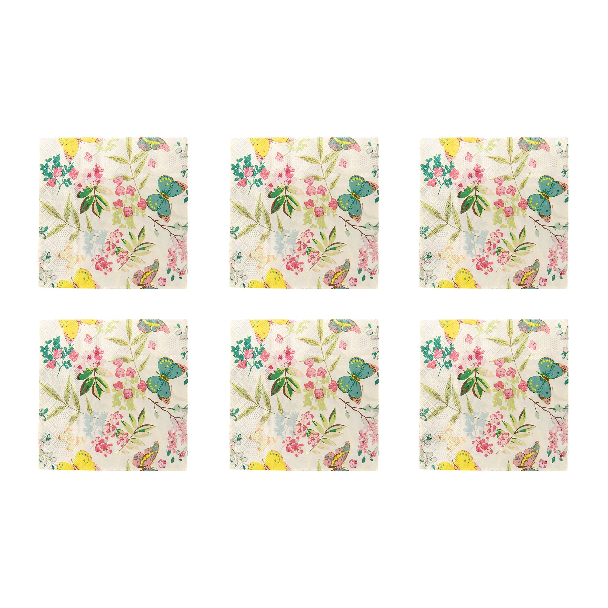 20-Pack 3-Ply Luncheon Napkins, Butterfly Garden Design - Set of 6
