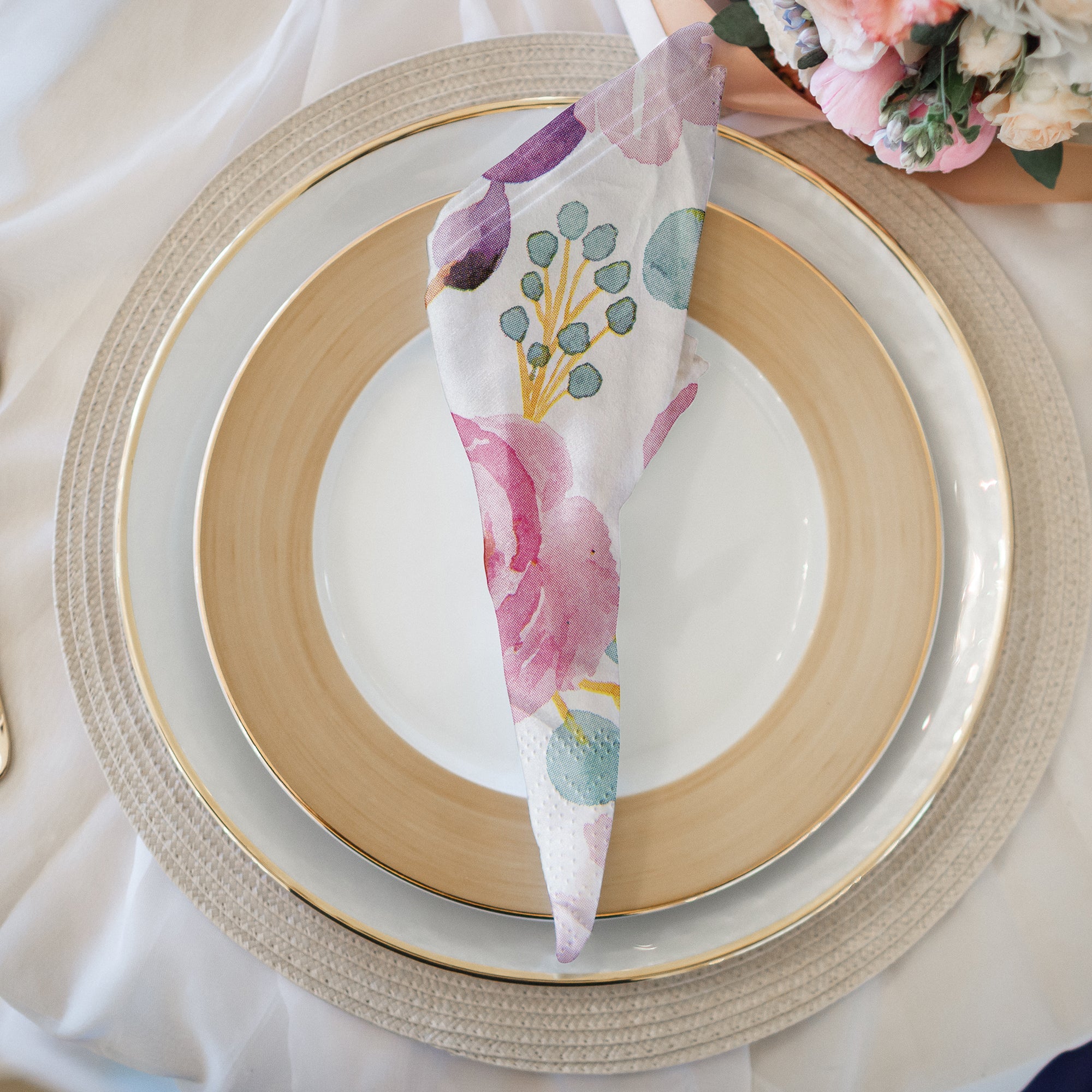 20-Pack 3-Ply Luncheon Napkins with Blooming Floral Design - Set of 6