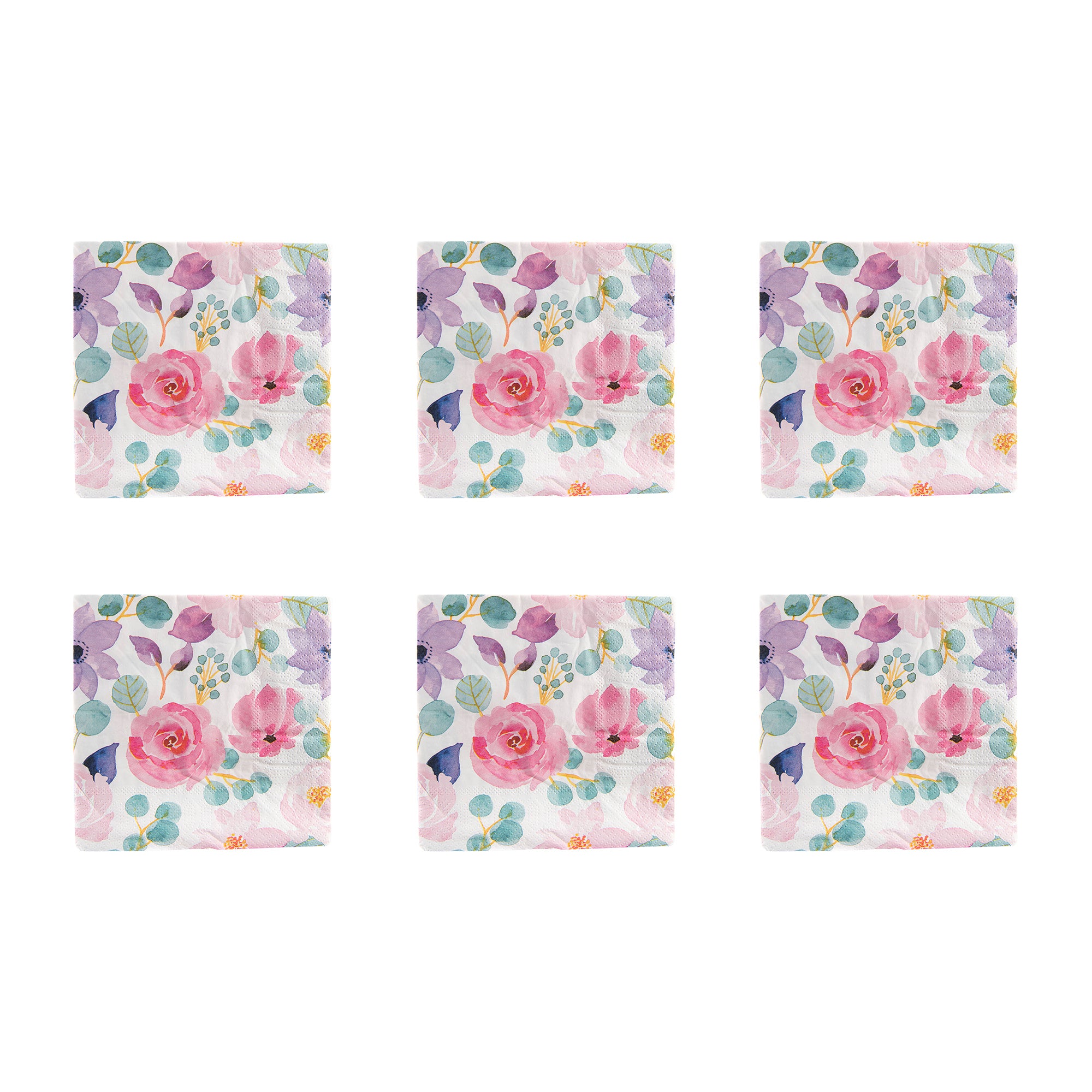 20-Pack 3-Ply Luncheon Napkins with Blooming Floral Design - Set of 6