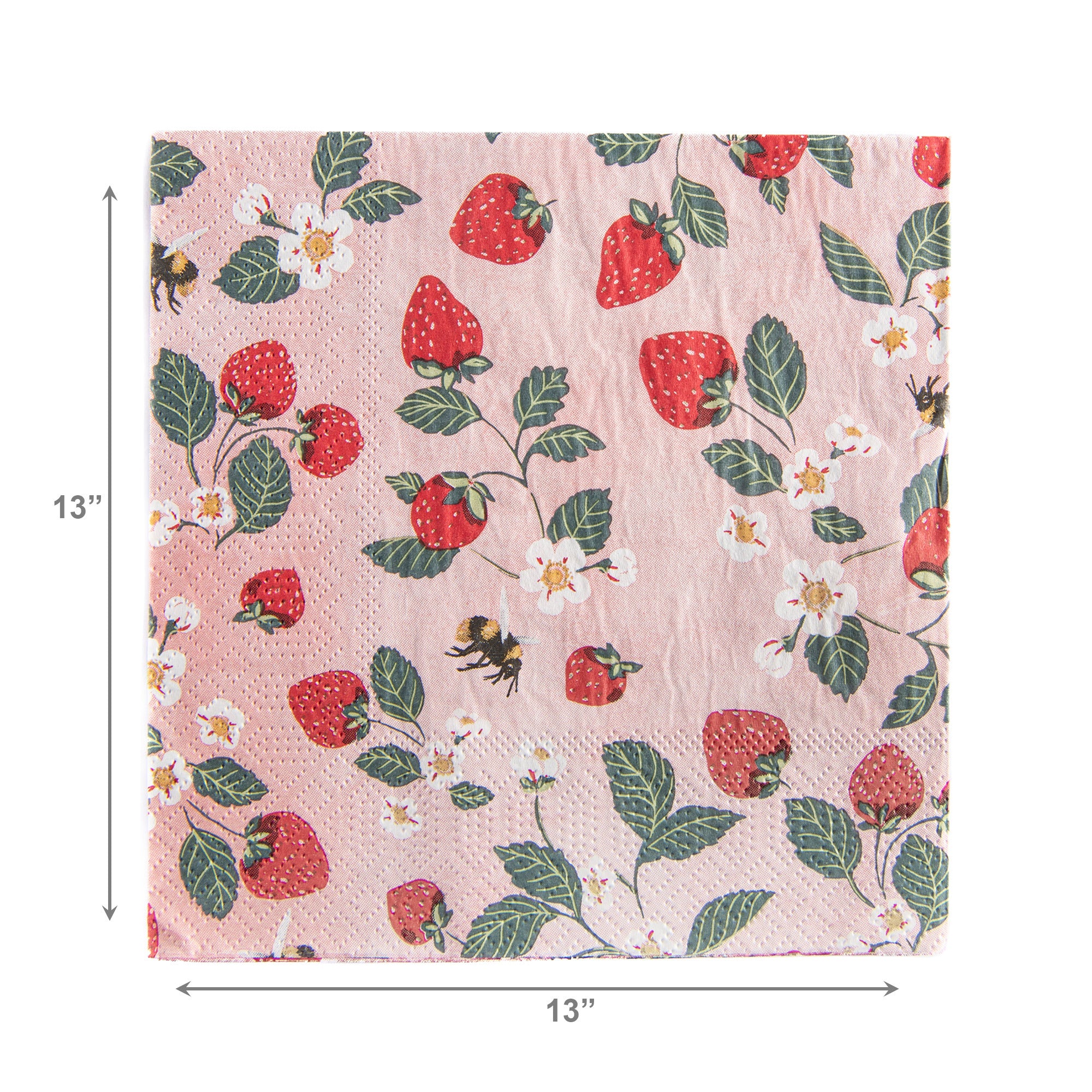 20-Pack 3-Ply Luncheon Napkins Featuring Strawberry Patch - Set of 6