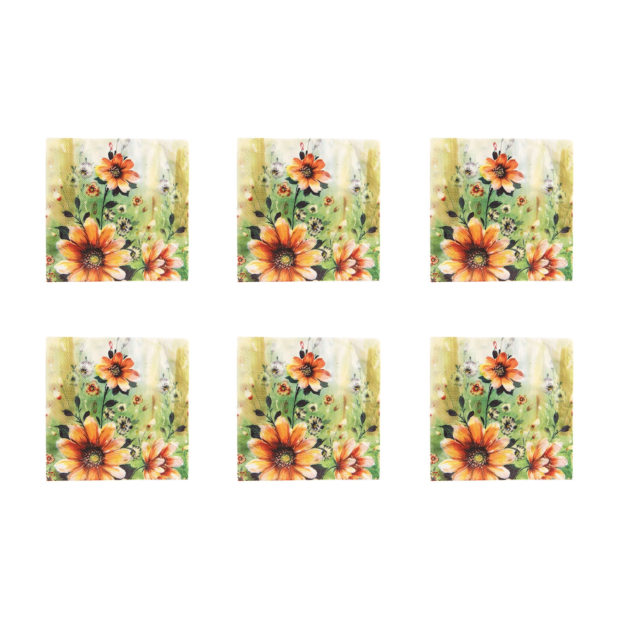 20-Pack 3-Ply Luncheon Napkins with Sunflower Design - Set of 6