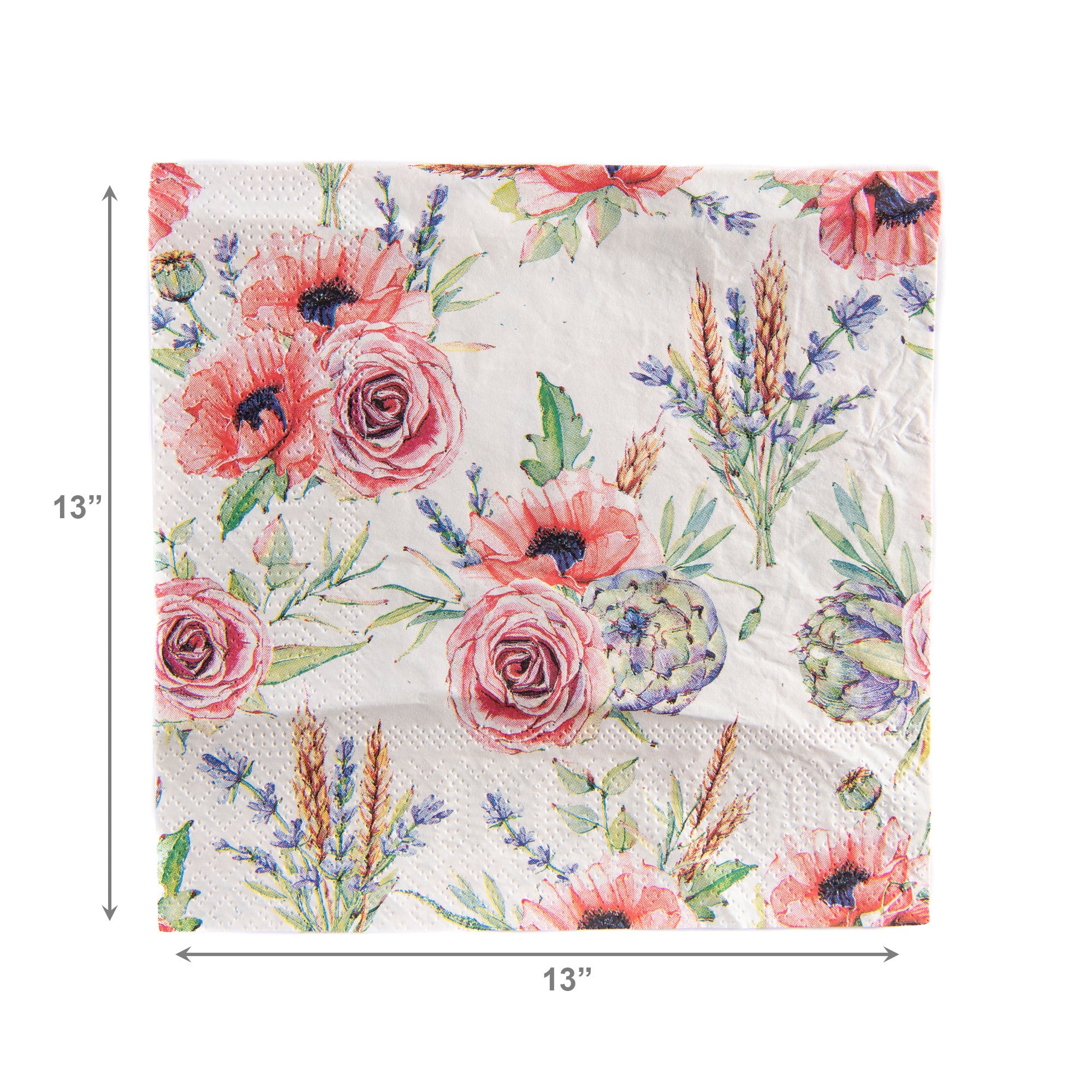 20-Pack 3-Ply Luncheon Napkins with Floral Bouquets - Set of 6
