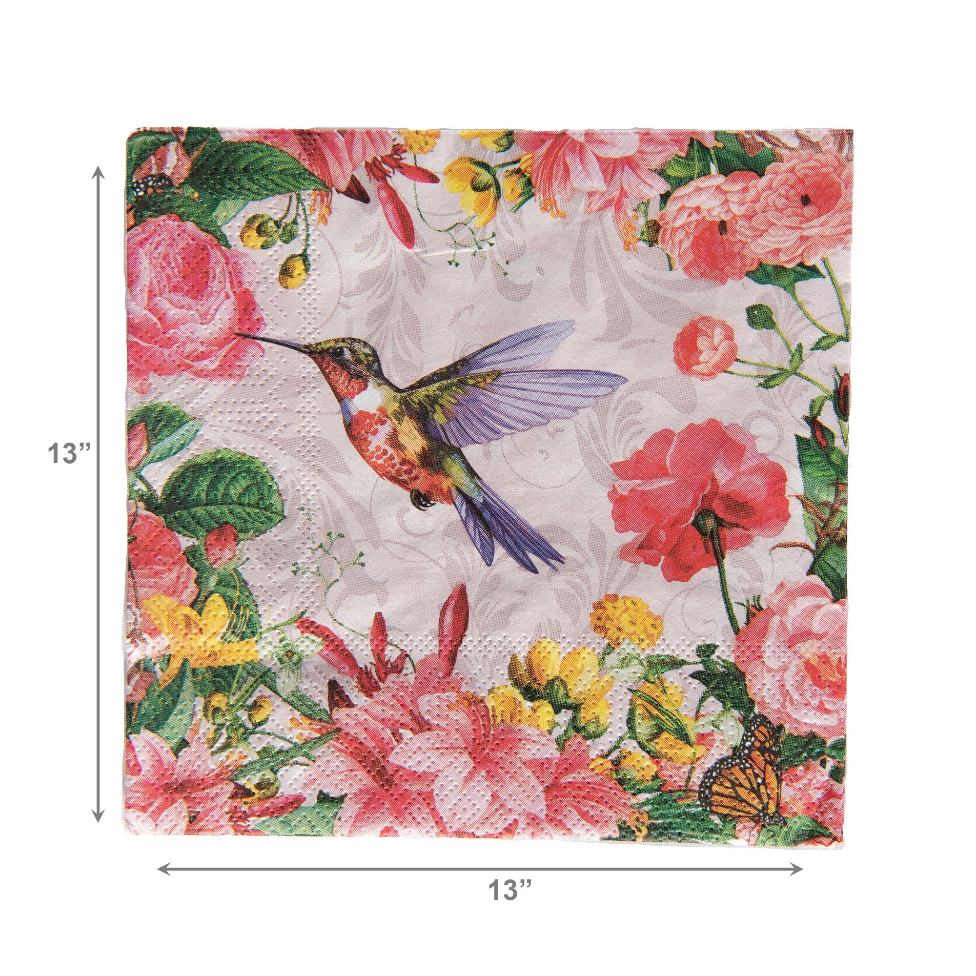 20-Pack 3-Ply Luncheon Napkins Featuring Hummingbird Design - Set of 6