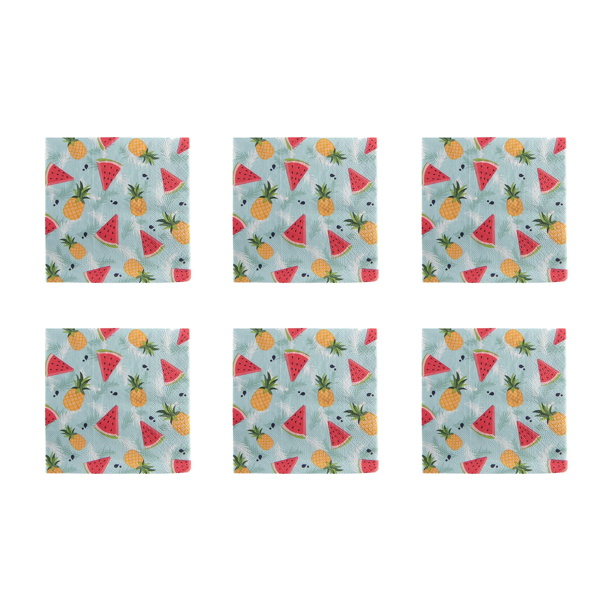 20-Pack 3-Ply Luncheon Napkins, Pineapple & Watermelon Party Design - Set of 6