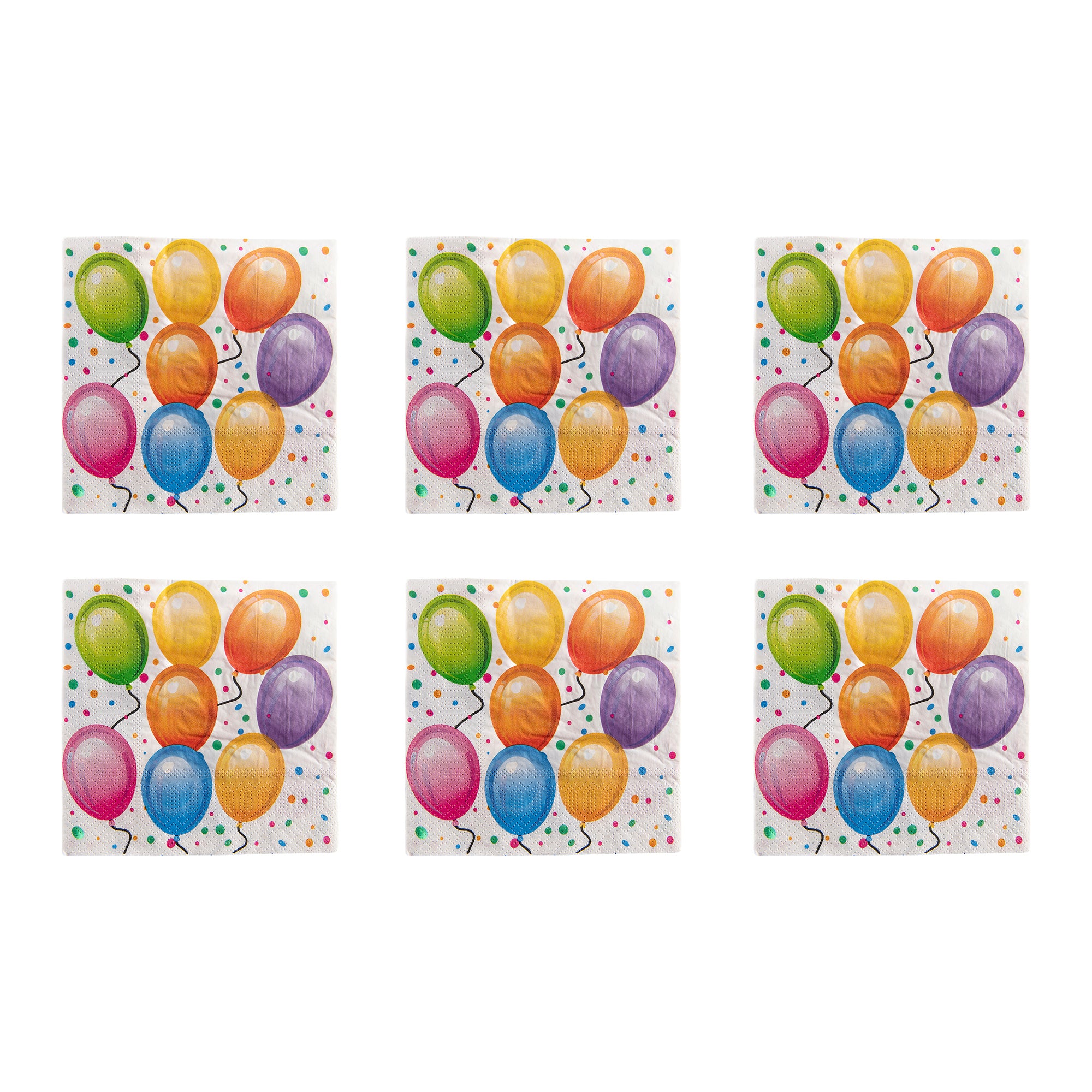 20-Pack 3-Ply Luncheon Napkins with Balloon Celebration Design - Set of 6