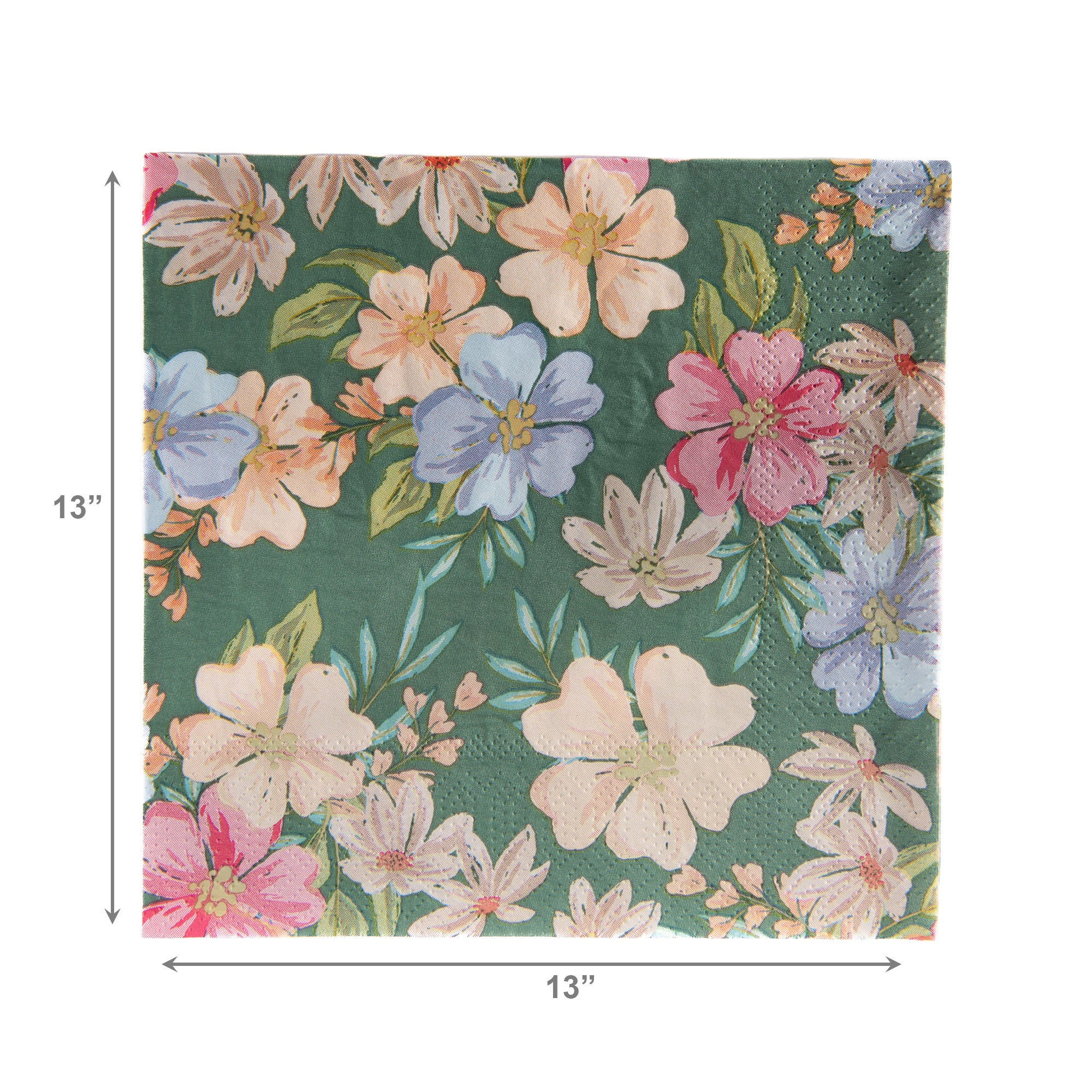 20-Pack 3-Ply Luncheon Napkins, Floral on Green Background - Set of 6