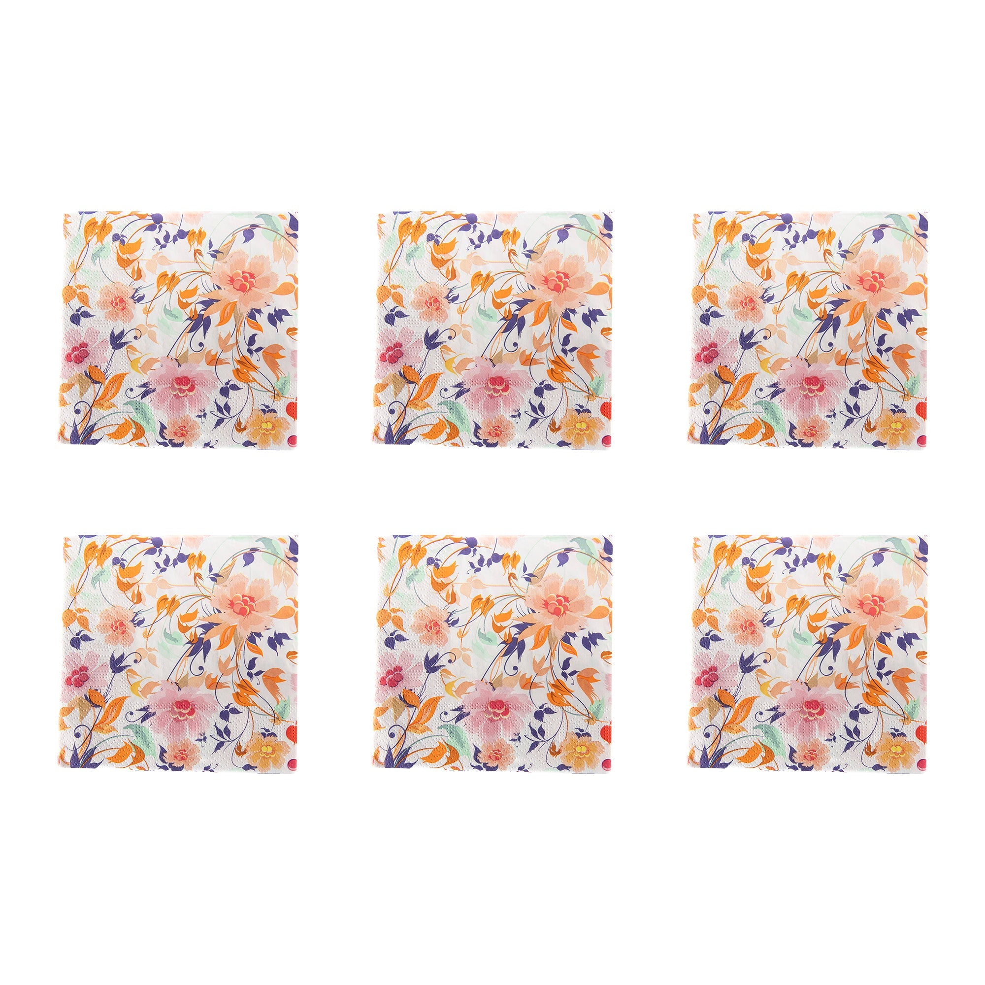 20-Pack 3-Ply Luncheon Napkins with Floral Print Design - Set of 6
