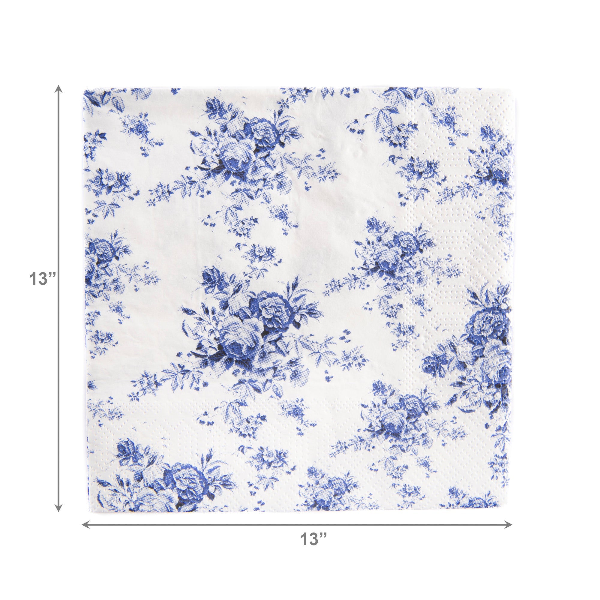 20-Pack 3-Ply Luncheon Napkins with Blue Vintage Floral Design - Set of 6