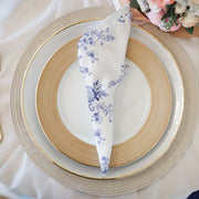 20-Pack 3-Ply Luncheon Napkins with Blue Vintage Floral Design - Set of 6