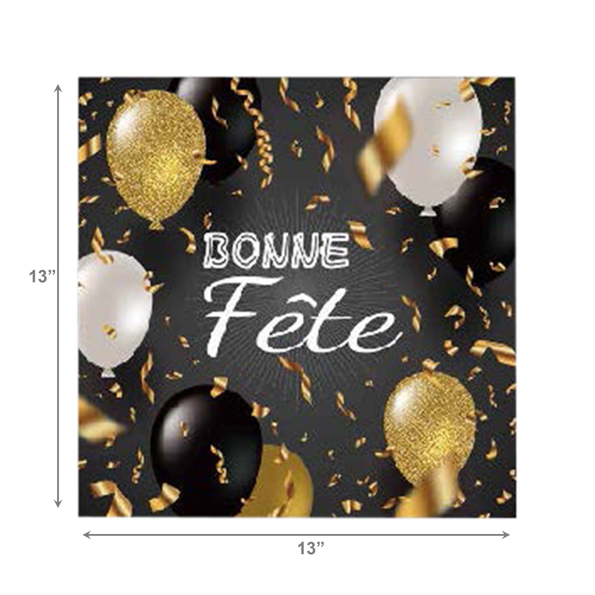 20-Pack 3-Ply Bonne Fête Gold Balloons Luncheon Napkins - Set of 6
